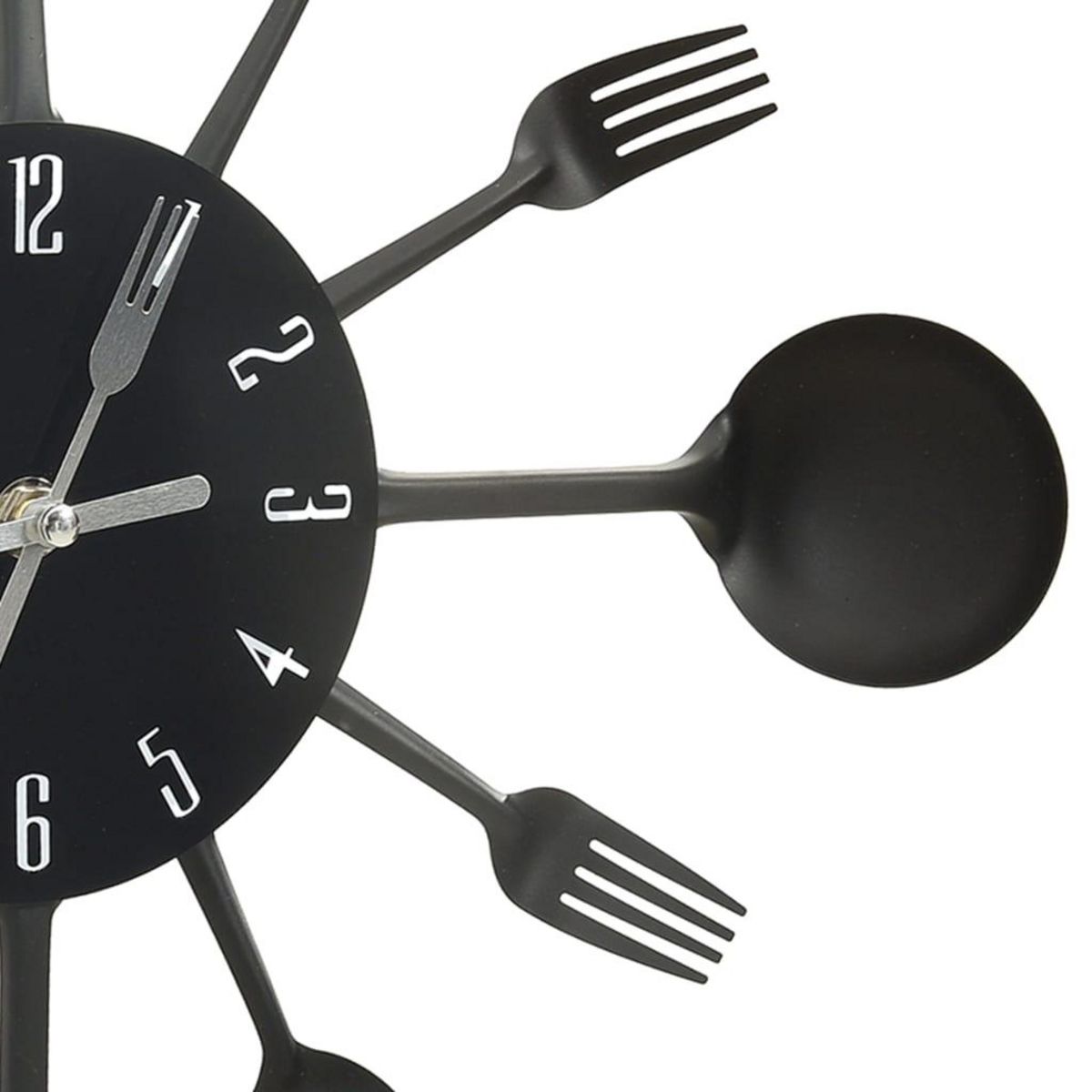 VIDAXL Horloge murale et cuillere avec fourchette Noir 40 cm Aluminium