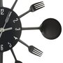 Voir la diapositive 4 : VIDAXL Horloge murale et cuillere avec fourchette Noir 40 cm Aluminium