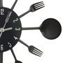 Voir la diapositive 4 : VIDAXL Horloge murale et cuillere avec fourchette Noir 40 cm Aluminium