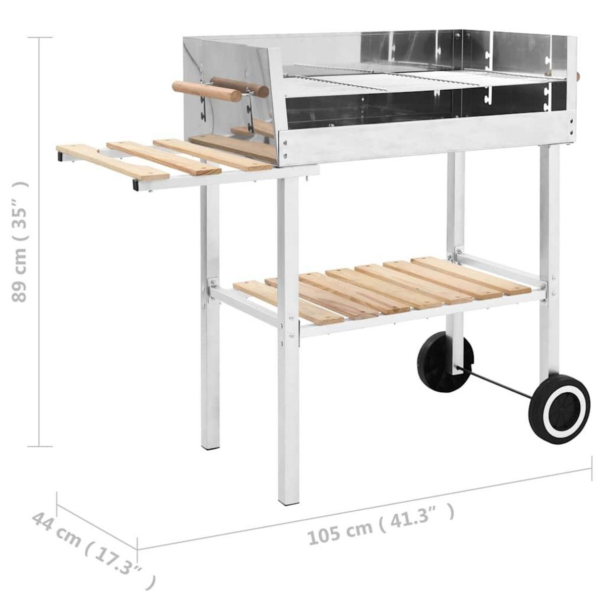 VIDAXL Barbecue au charbon sur chariot Acier inoxydable et 2 etageres