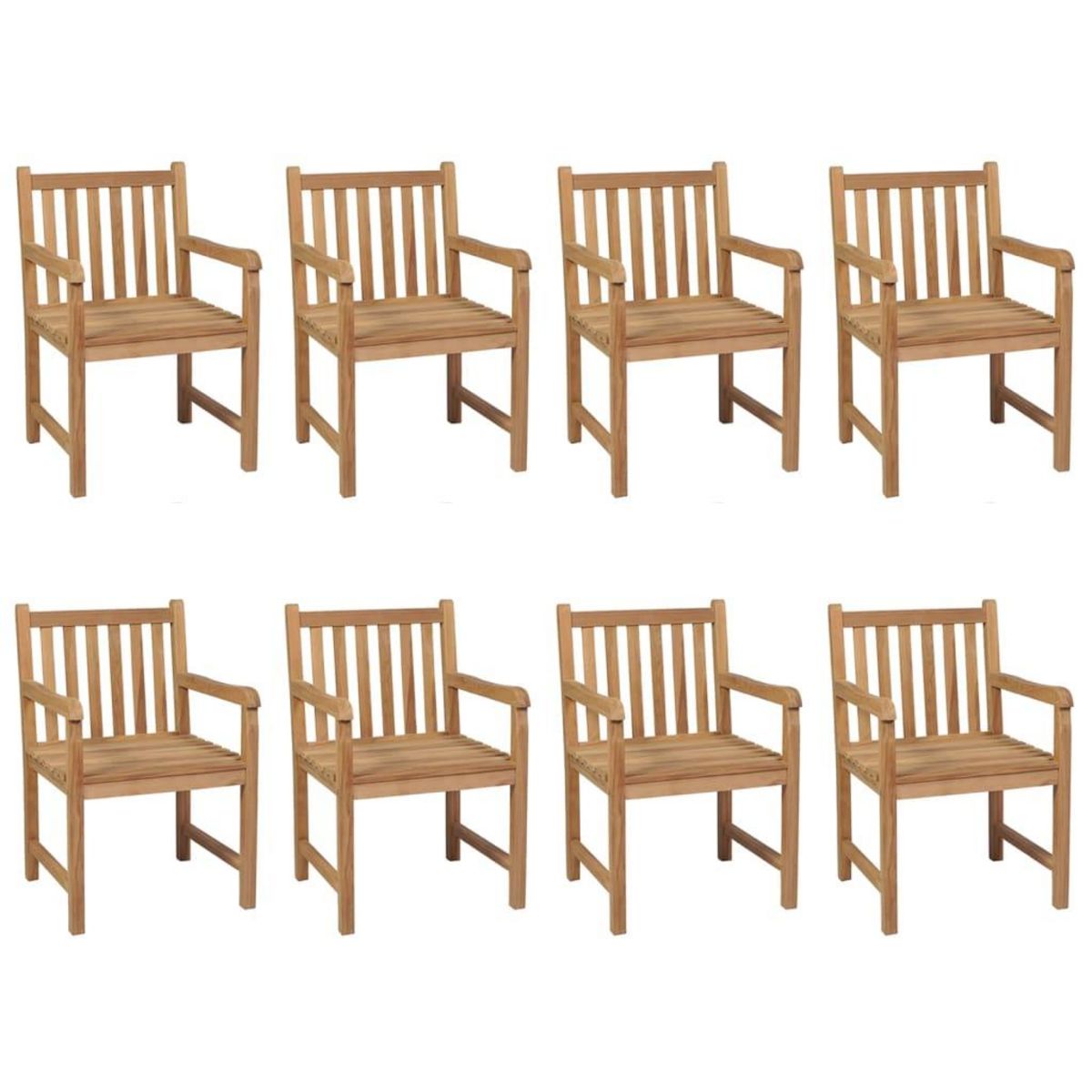 VIDAXL Chaises de jardin lot de 8 avec coussins taupe Bois teck solide