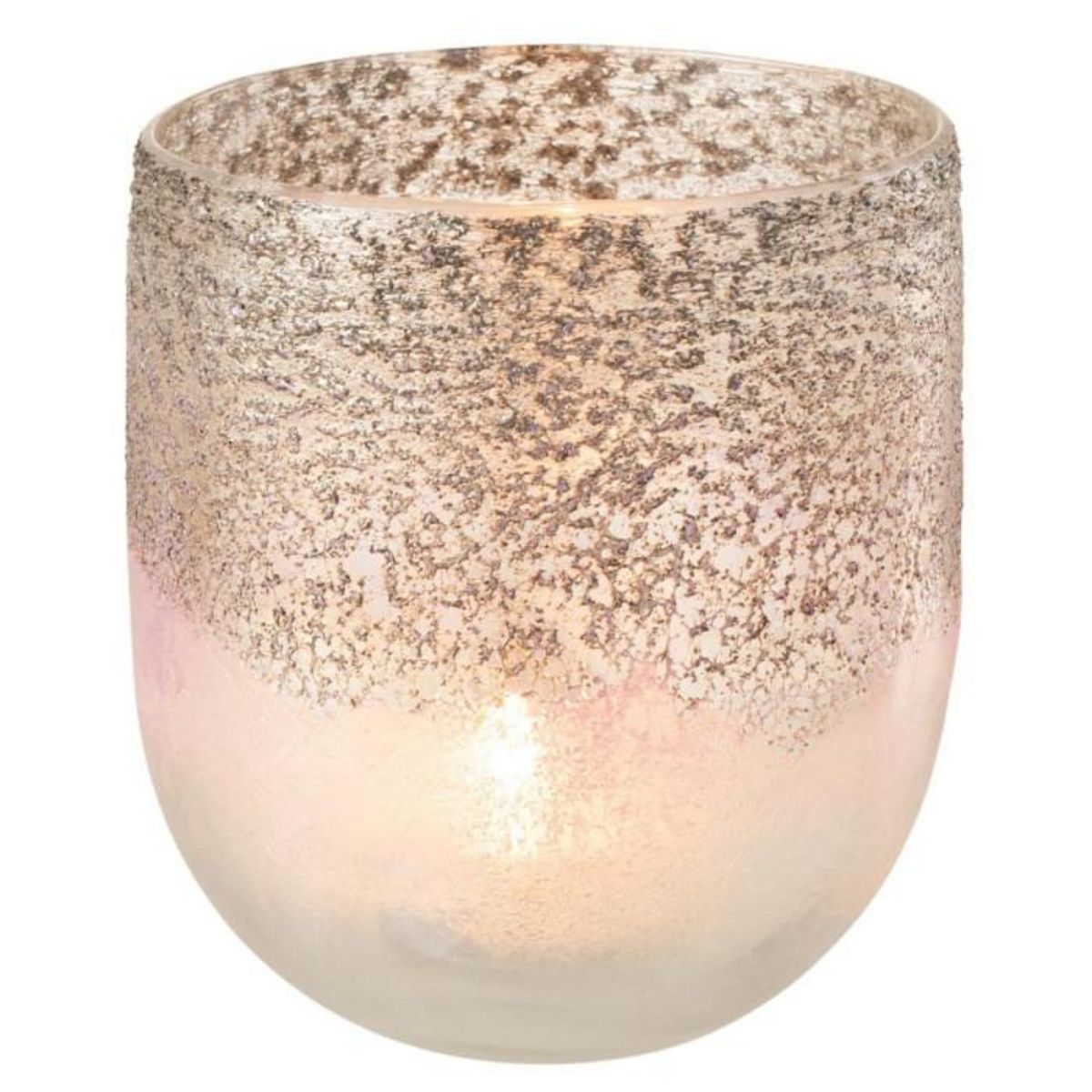 Paris Prix Photophore Rond en Verre  Milano  15cm Gris & Rose