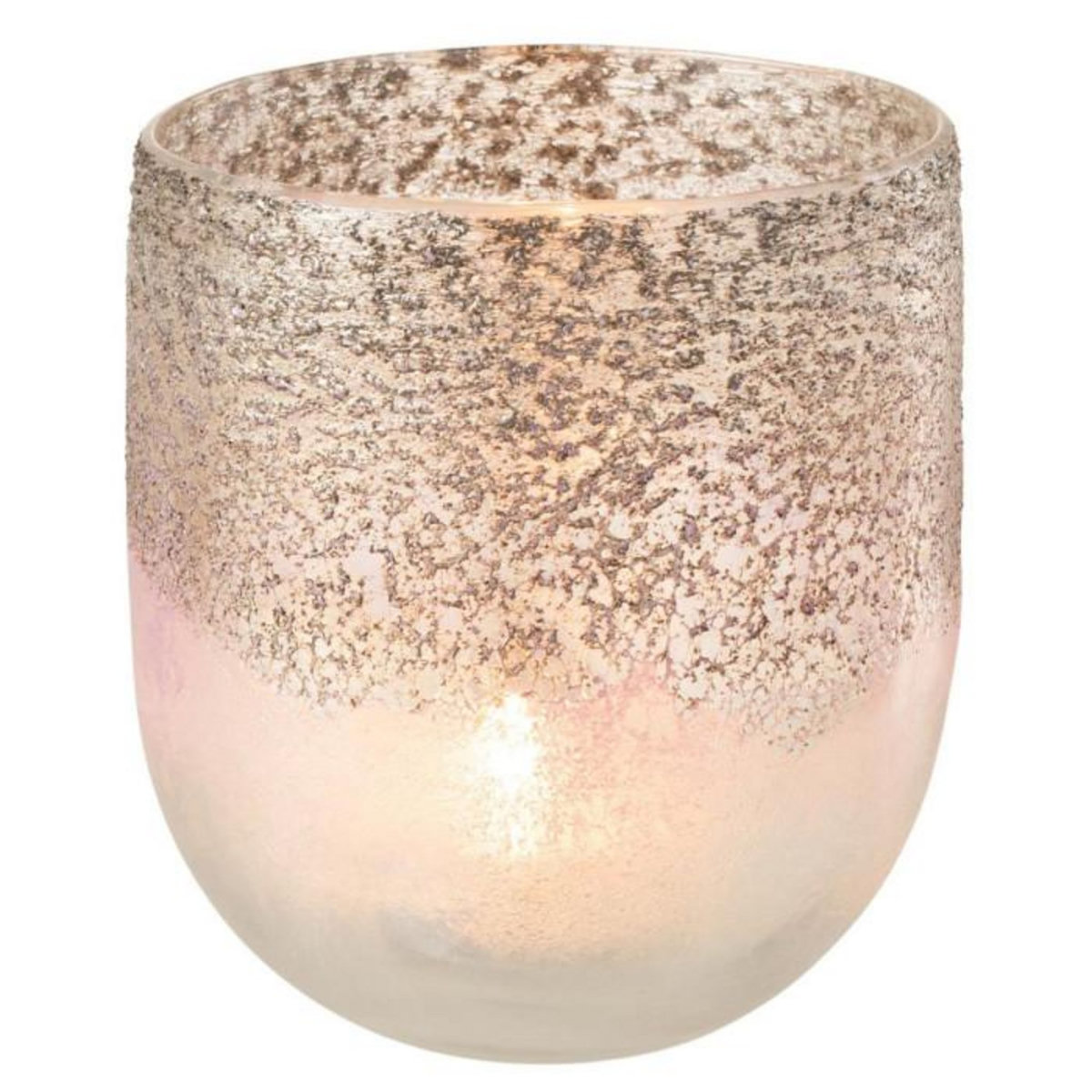 Paris Prix Photophore Rond en Verre  Milano  15cm Gris & Rose