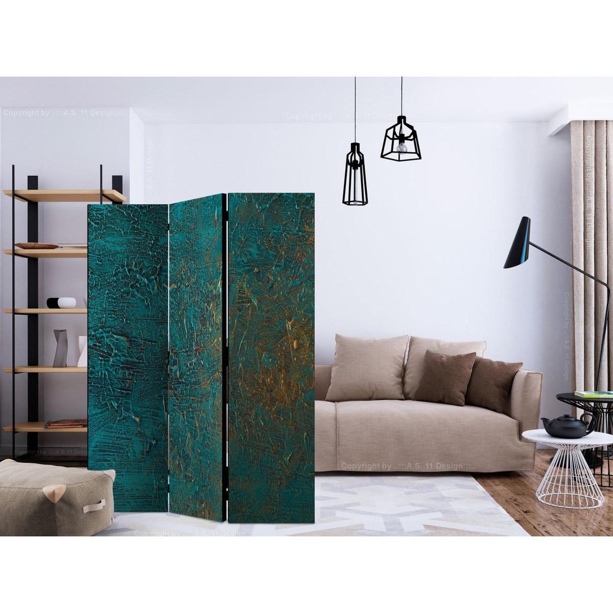 Voir la diapositive 2 : Paris Prix Paravent 3 volets  azure mirror  135x172cm
