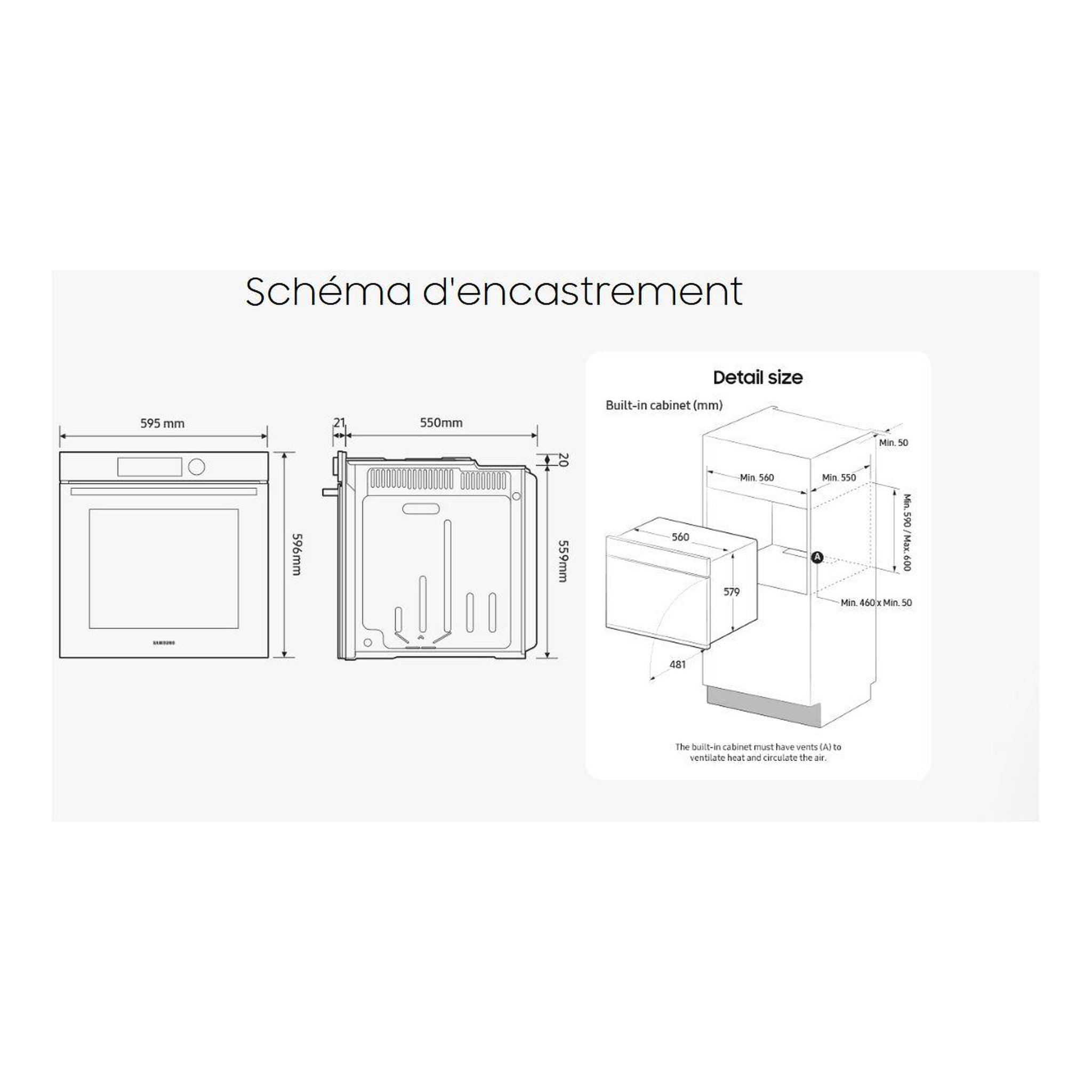 Voir la diapositive 5 : Samsung Four encastrable nv7b41301as - pyrolyse - chaleur pulsée - porte froide - rails télescopiques