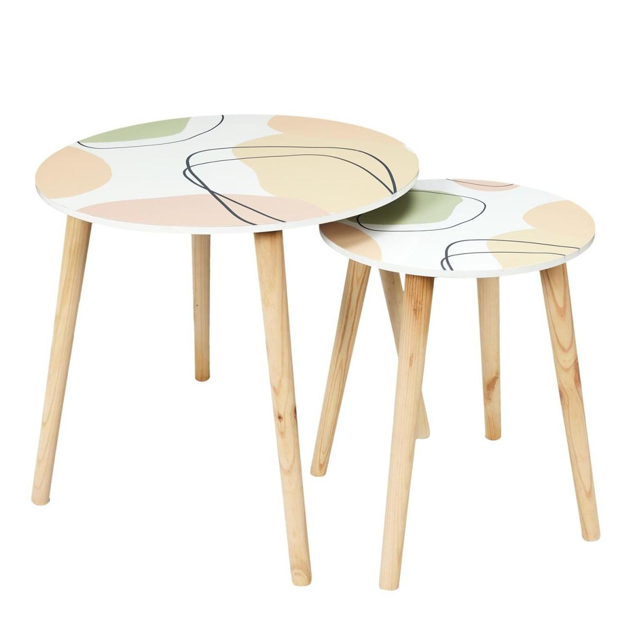 The Home Deco Factory Lot de 2 tables gigognes  poésie  48cm multicolore