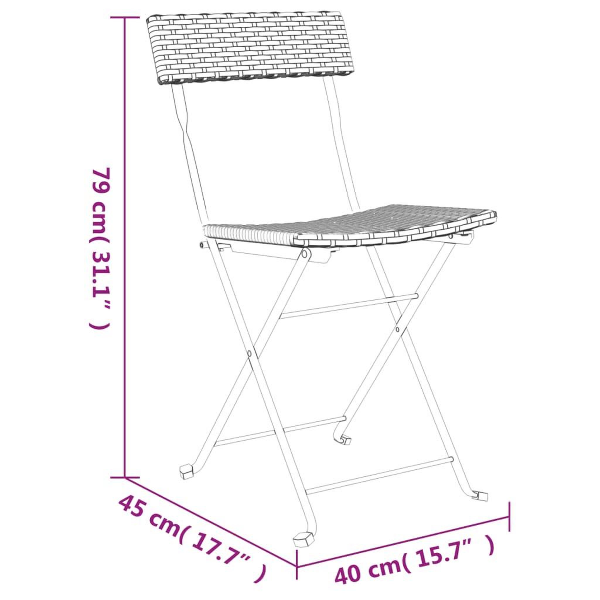 Voir la diapositive 6 : VIDAXL Chaises de bistrot pliantes lot de 4 Gris Resine tressee acier