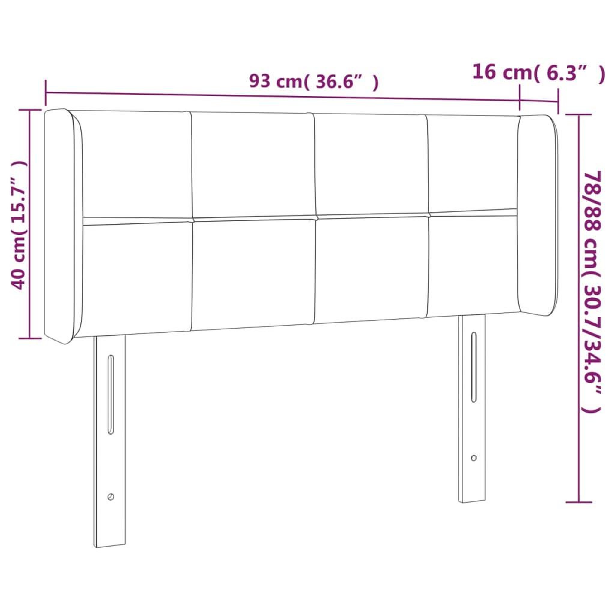 Voir la diapositive 6 : VIDAXL Tete de lit a LED Gris clair 93x16x78/88 cm Velours