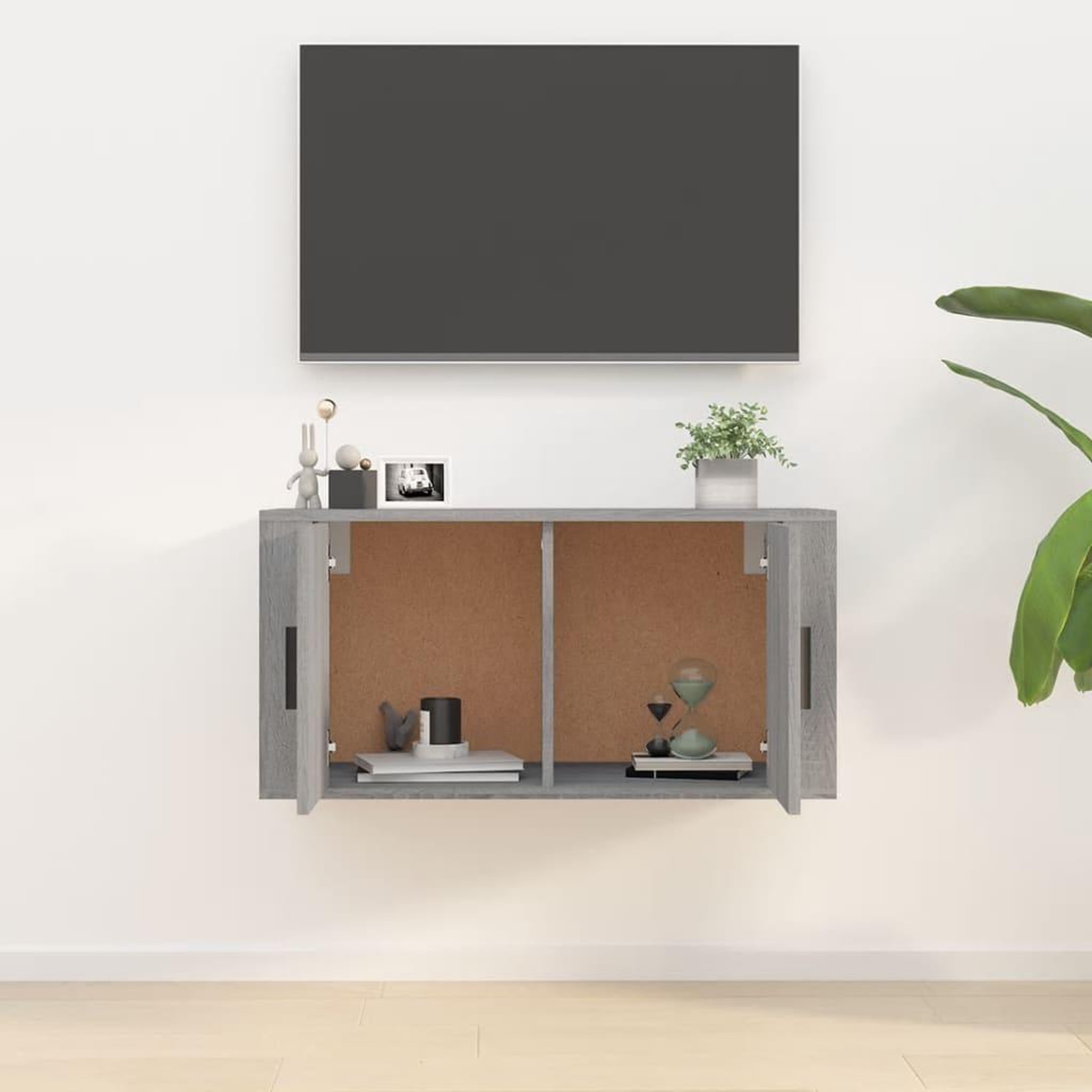 Voir la diapositive 3 : VIDAXL Meuble TV mural Sonoma gris 80x34,5x40 cm
