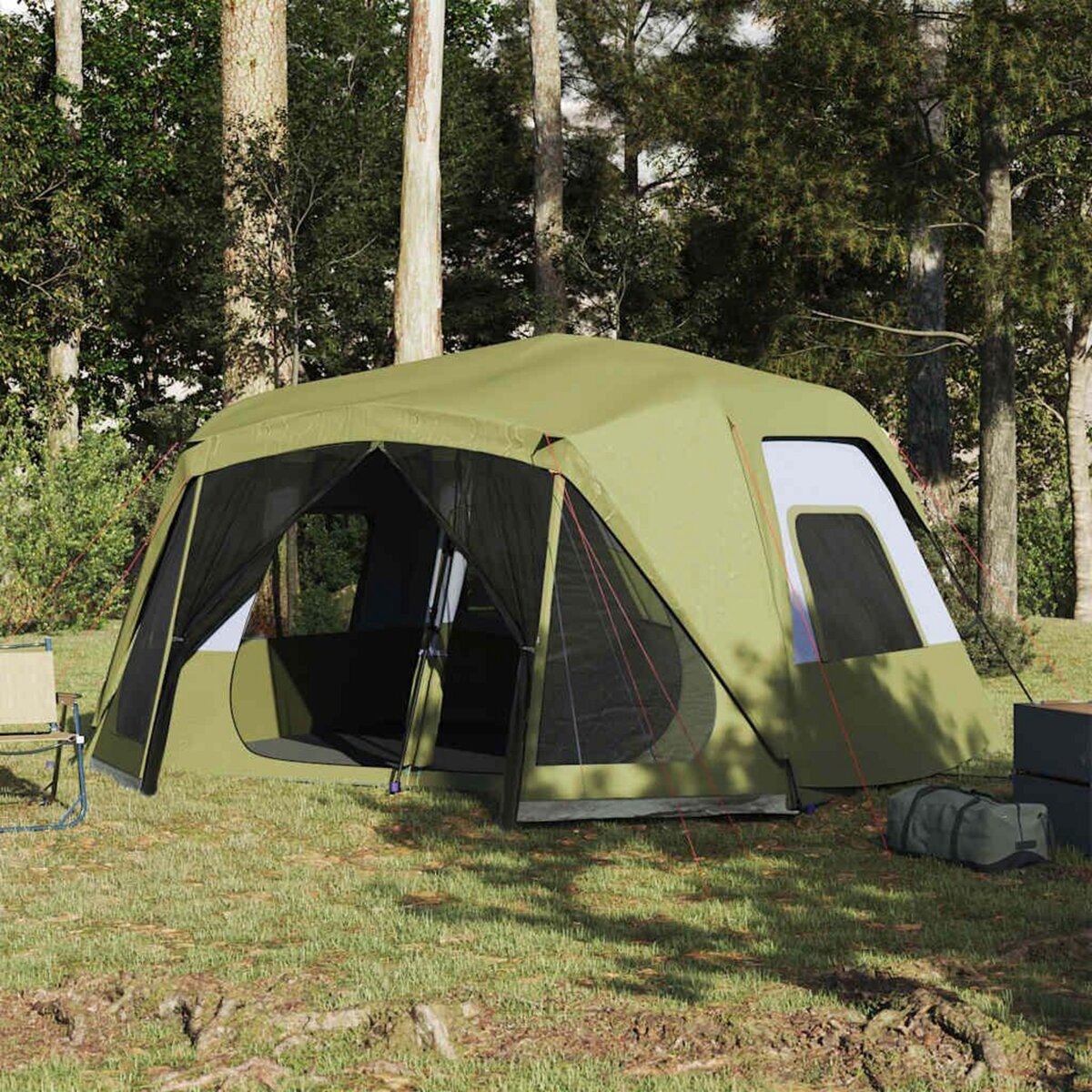 VIDAXL Tente familiale 10 personnes vert liberation rapide impermeable
