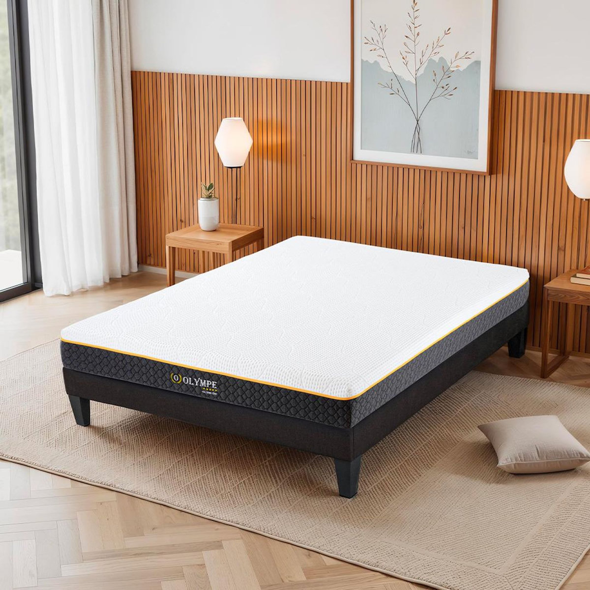 OLYMPE LITERIE OLYMPE LITERIE | Ensemble OLYMPE | Matelas Mémoire de forme + Sommier Bois