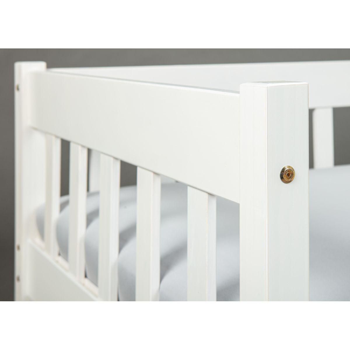 Lit Banquette en bois massif teinté blanc 90x200cm GUSTAVE