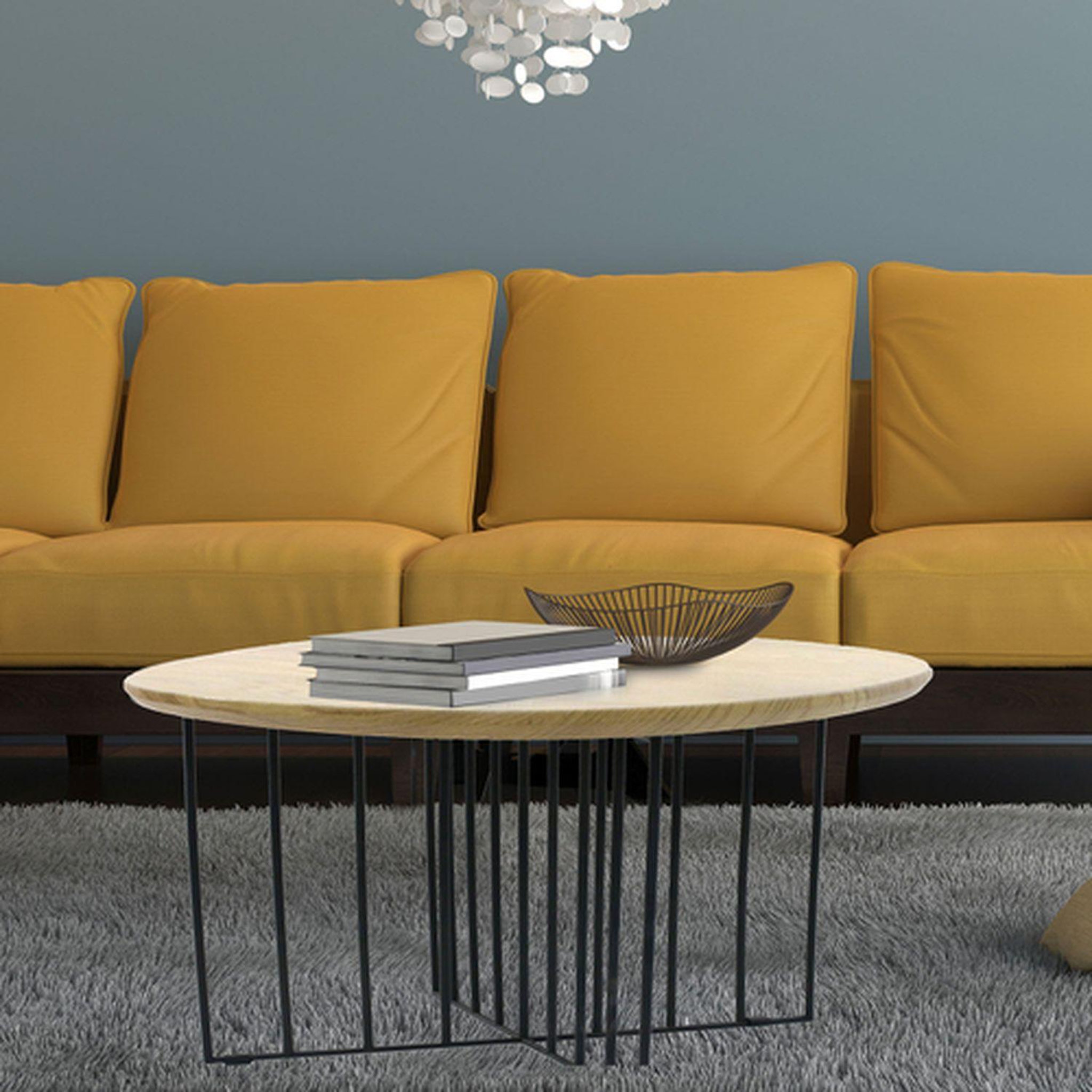 Voir la diapositive 5 : The Home Deco Factory Table basse industrielle bois et métal maverick - diam. 70 x h. 45 cm - noir