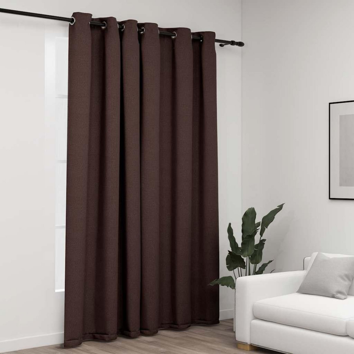 VIDAXL Rideau occultant Aspect de lin avec œillets Taupe 290x245 cm