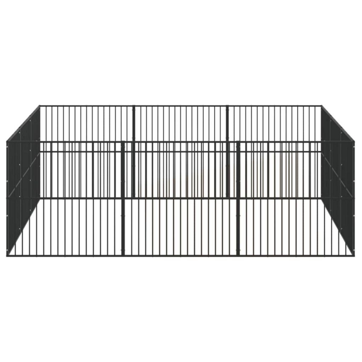 VIDAXL Parc pour chien 12 panneaux noir acier galvanise