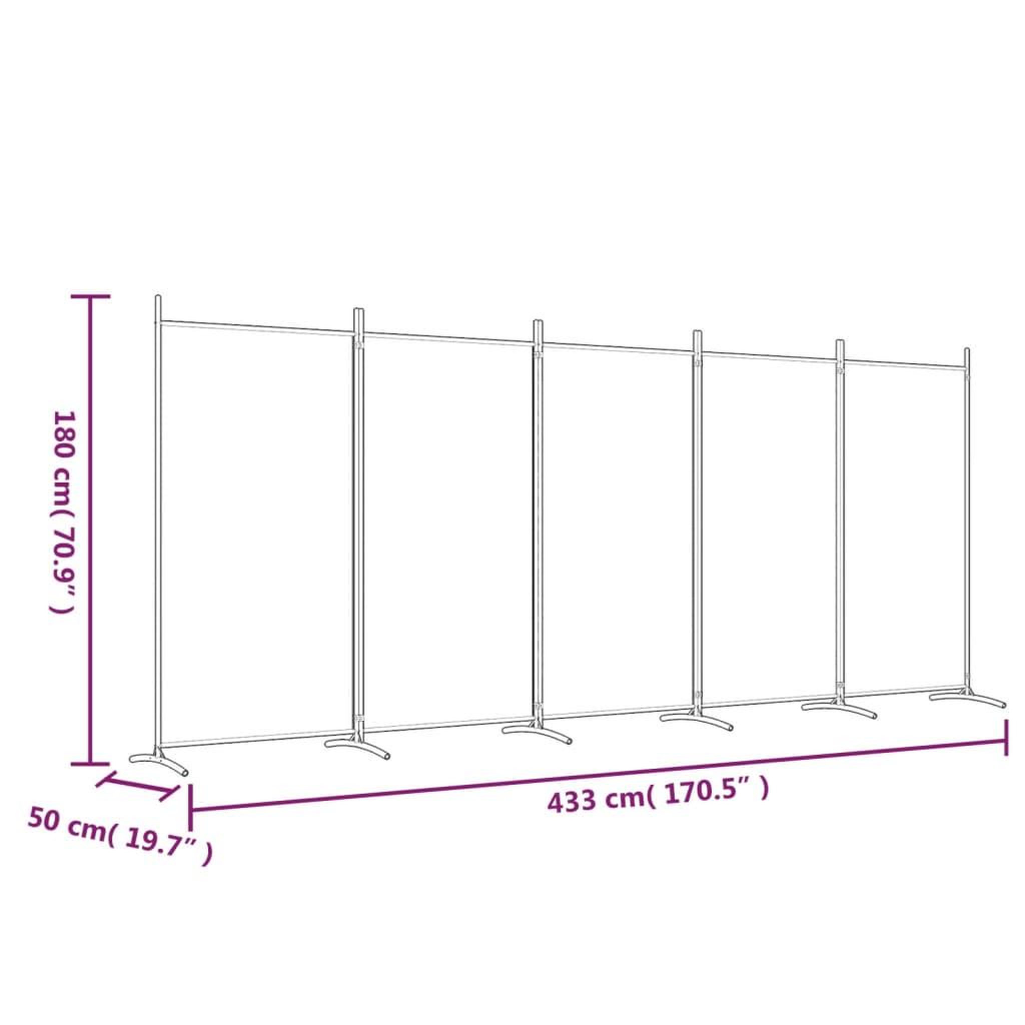 Voir la diapositive 6 : VIDAXL Cloison de separation 5 panneaux Anthracite 433x180 cm Tissu