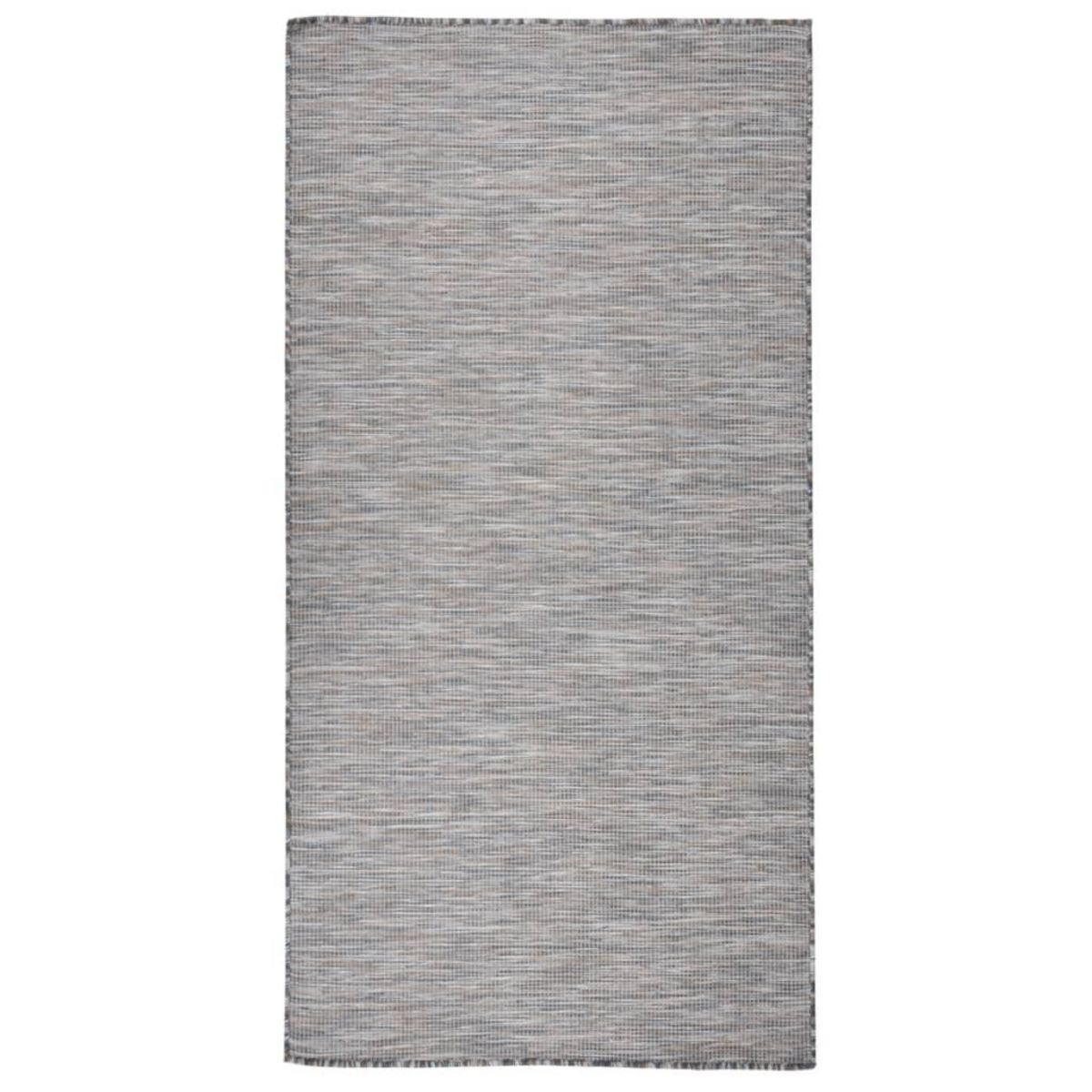 VIDAXL Tapis a tissage plat d'exterieur 100x200 cm Marron et bleu