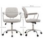 Voir la diapositive 3 : VINSETTO Chaise de bureau design néo-rétro - dossier 2 boutons, accoudoirs rembourrés - piètement structure acier chromé PU beige