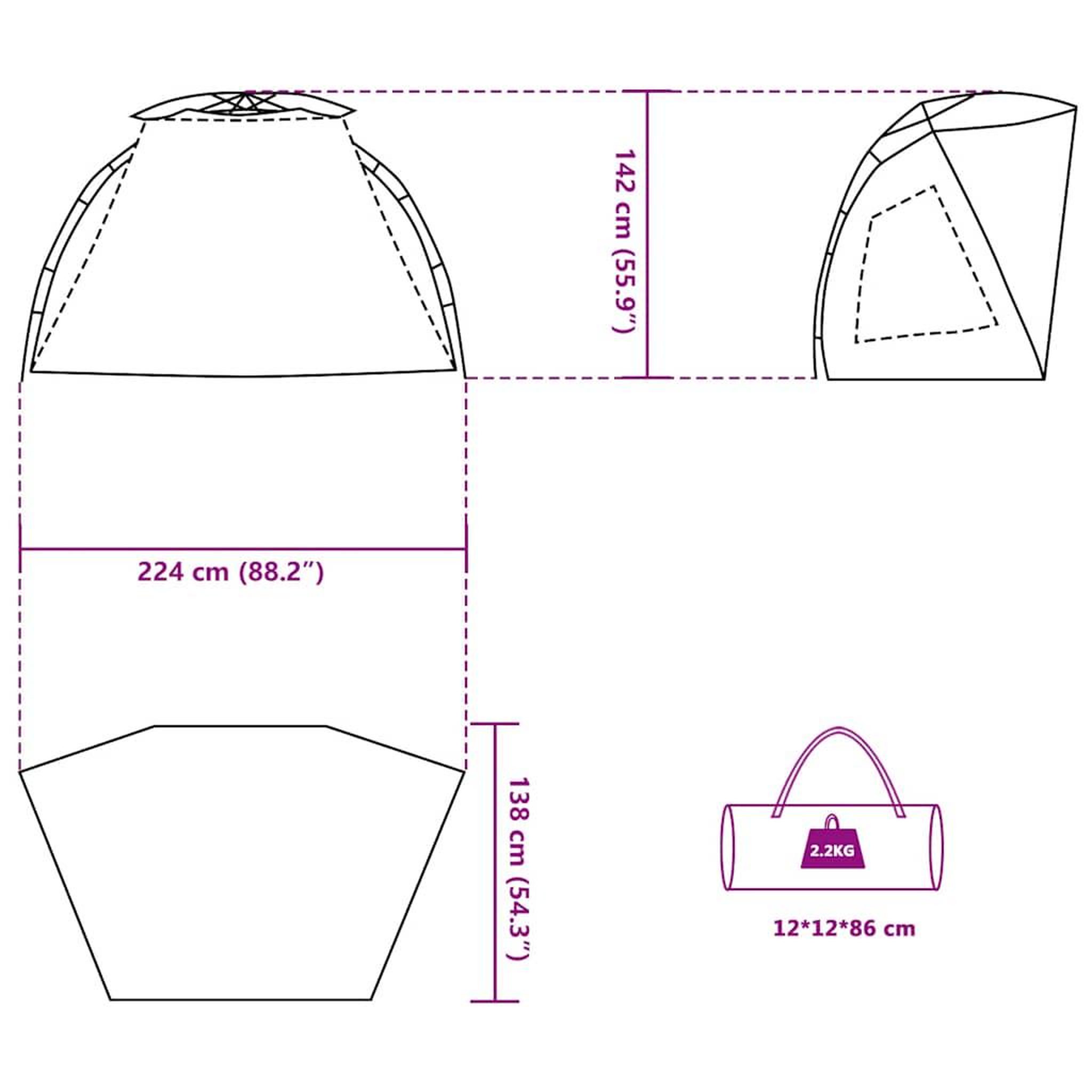 Voir la diapositive 6 : VIDAXL Tente de plage 2 personnes liberation rapide impermeable