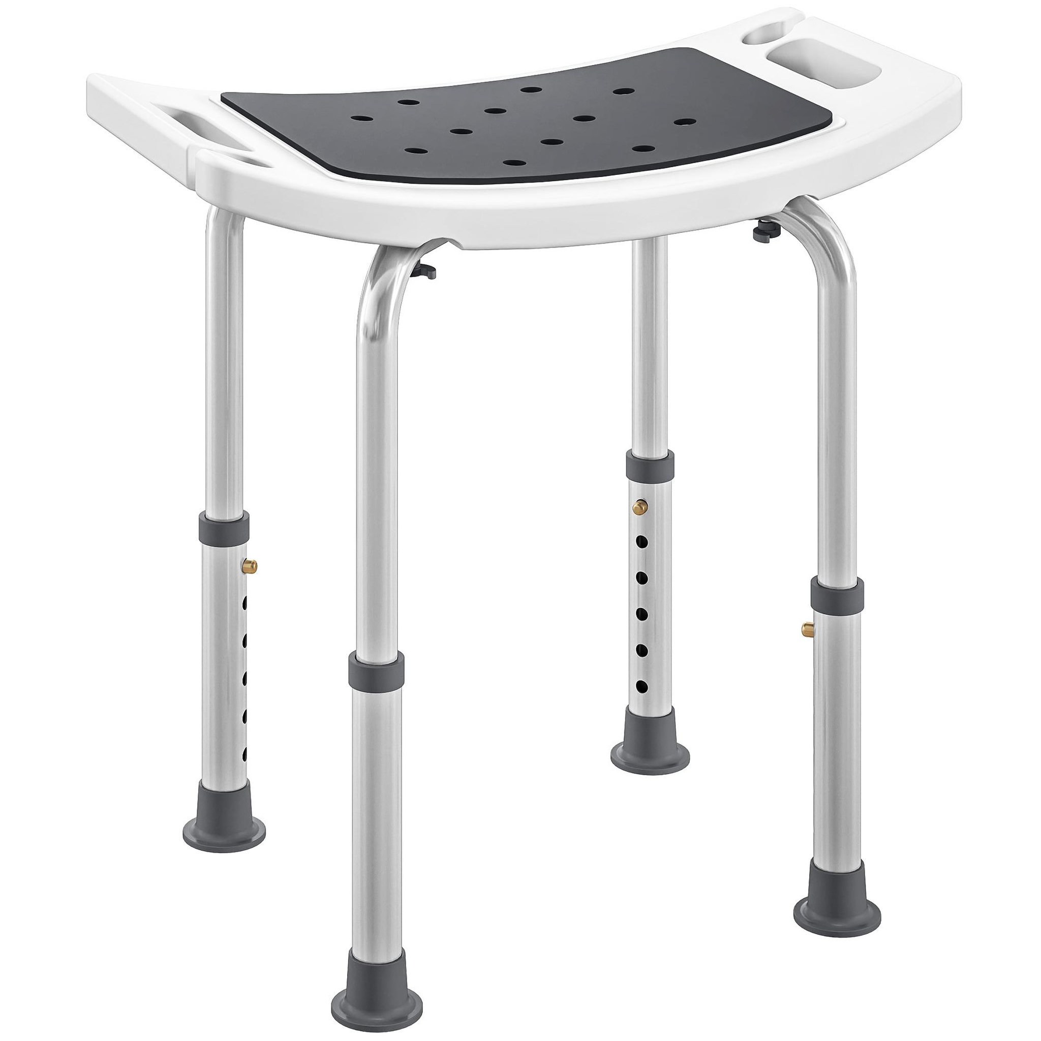 HOMCOM Siège de douche réglable en hauteur tabouret de douche ergonomique pieds antidérapants charge max. 135 kg alu hdpe blanc gris
