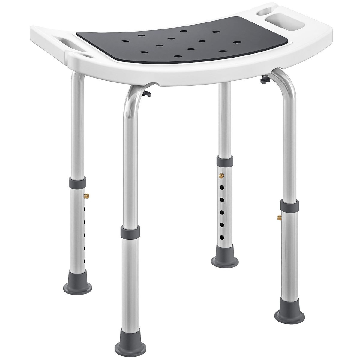 HOMCOM Siège de douche réglable en hauteur tabouret de douche ergonomique pieds antidérapants charge max. 135 Kg alu HDPE blanc gris
