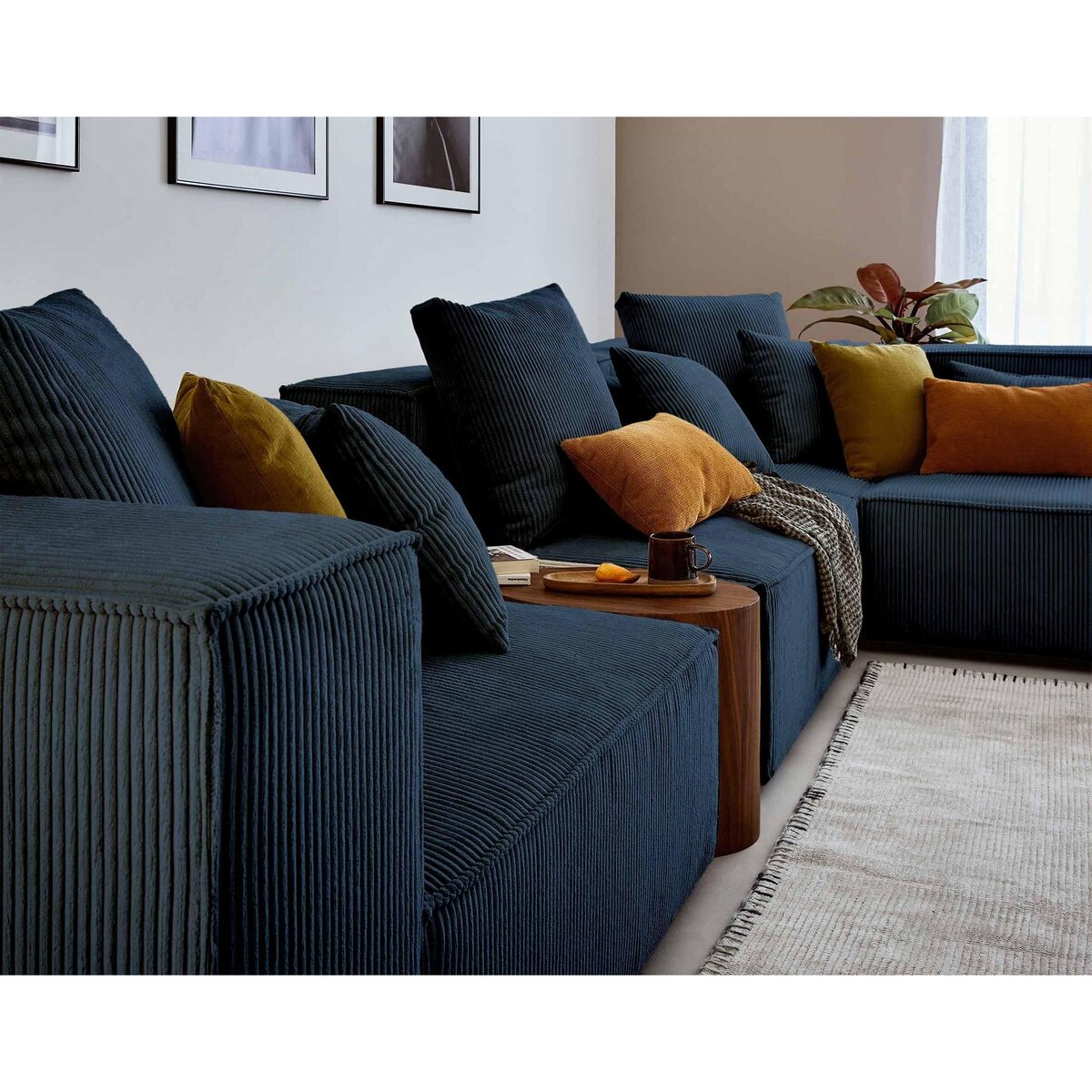 LISA DESIGN Colombine - canapé modulable d'angle droit - 6 places - en velours côtelé