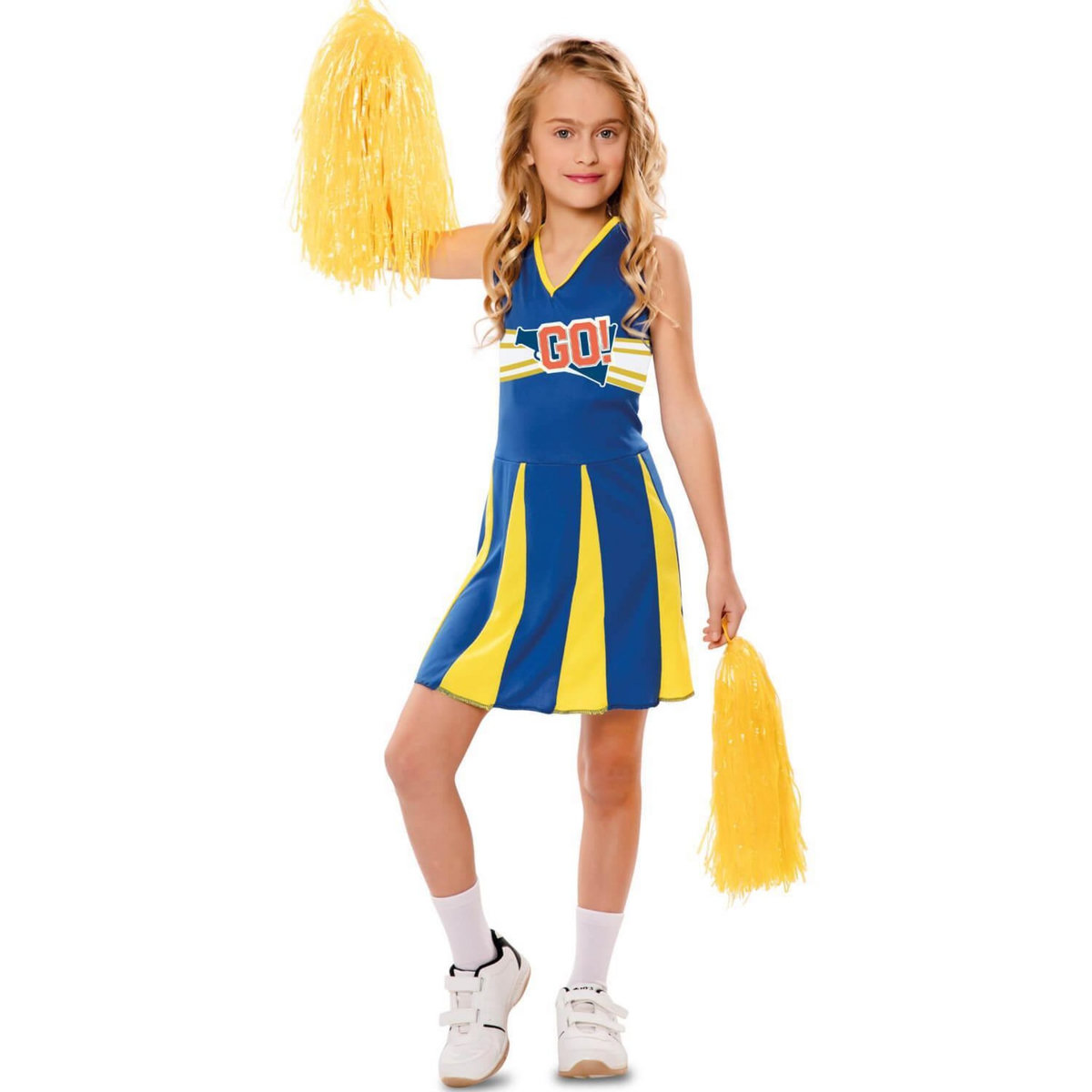 EURO CARNAVALES Déguisement De Pom Pom Girl - Bleu et jaune - Fille - 10/12 ans (140 à 152 cm)