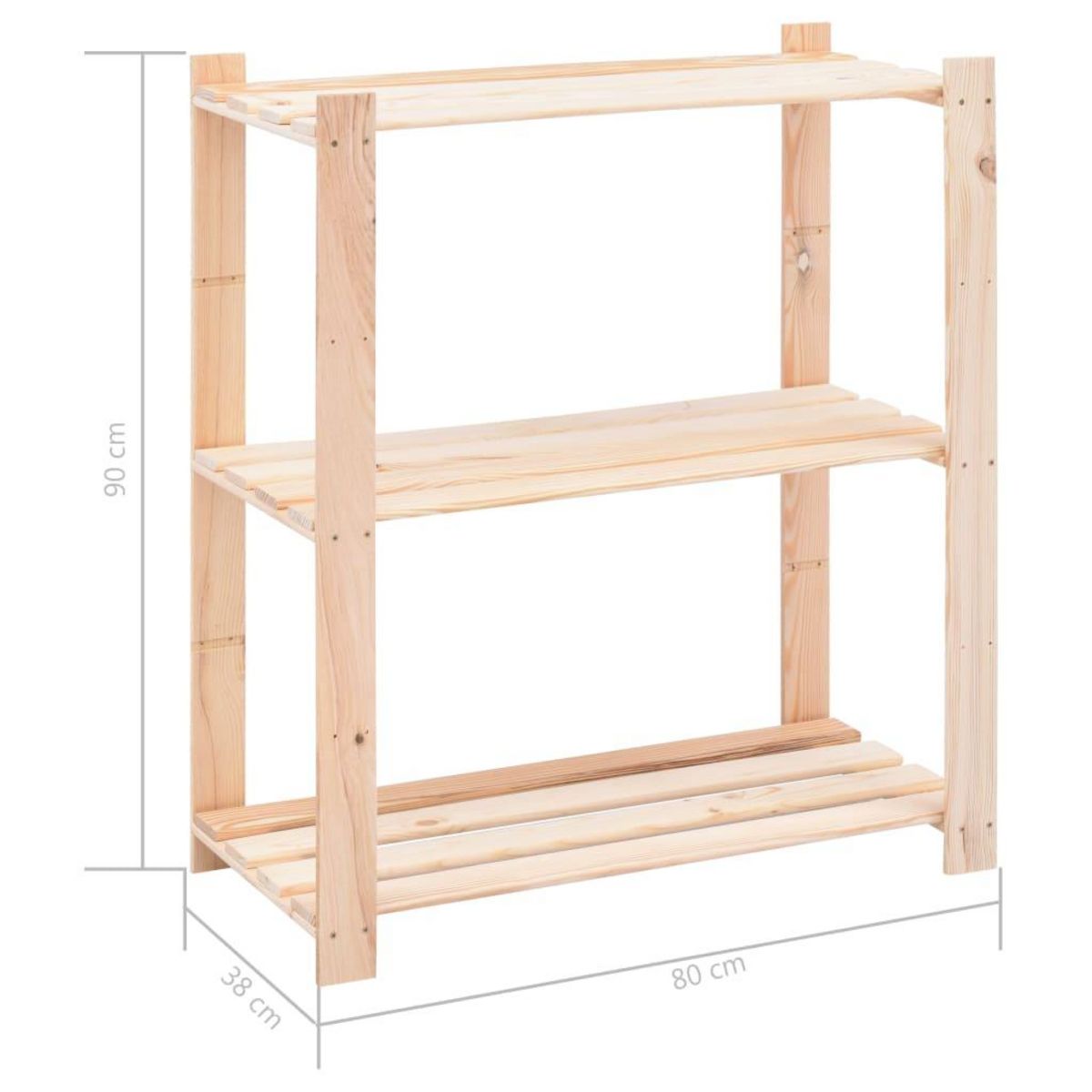 VIDAXL Etagere de stockage 3 niveaux 80x38x90 cm Pin solide 150 kg