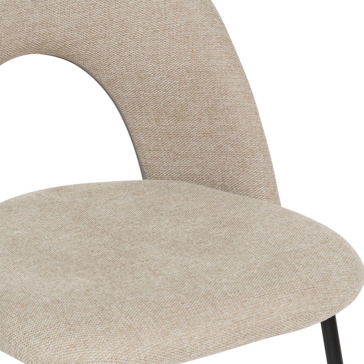 TOILINUX Lot de 4 chaises pieds métal assise tissu RAVEN - Beige