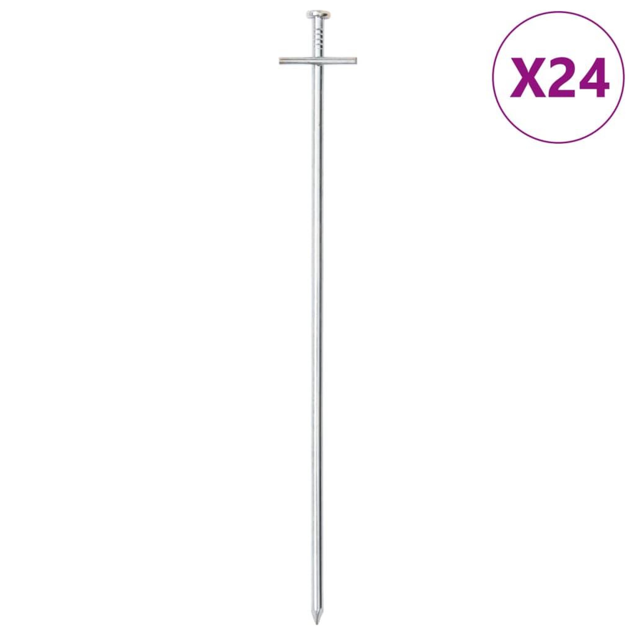 VIDAXL Piquets de tente 24 pcs 29,5 cm Ø6 mm acier galvanise