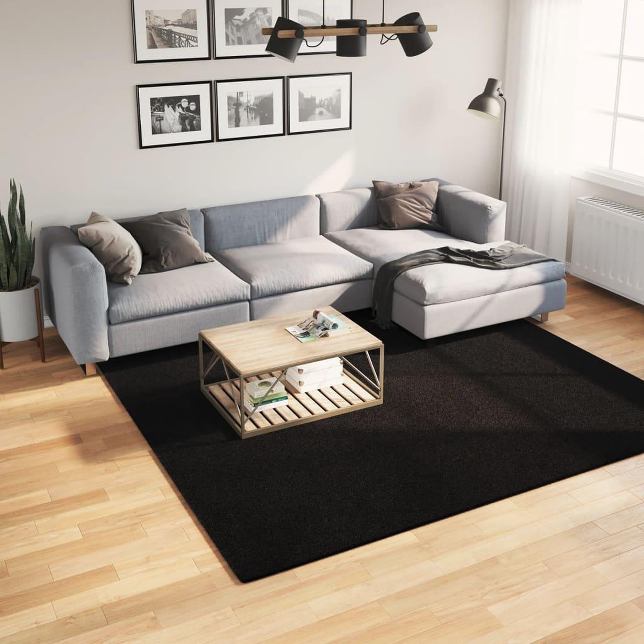VIDAXL Tapis HUARTE a poils courts doux et lavable noir 240x240 cm