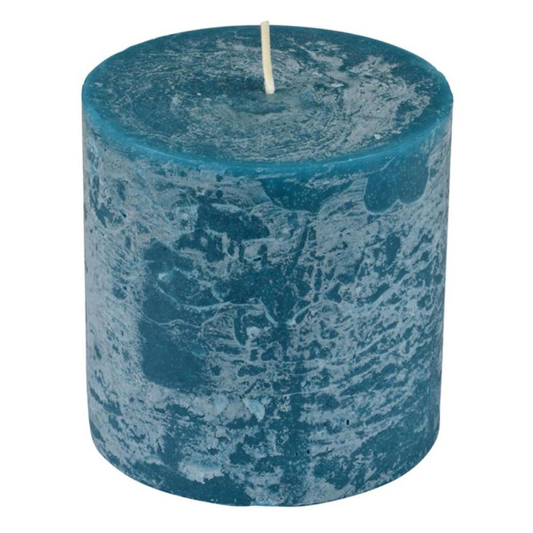 HOMEA Bougie pilier ronde déco  rustique  10cm bleu paon