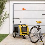 VIDAXL Remorque de velo pour animaux de compagnie jaune et gris