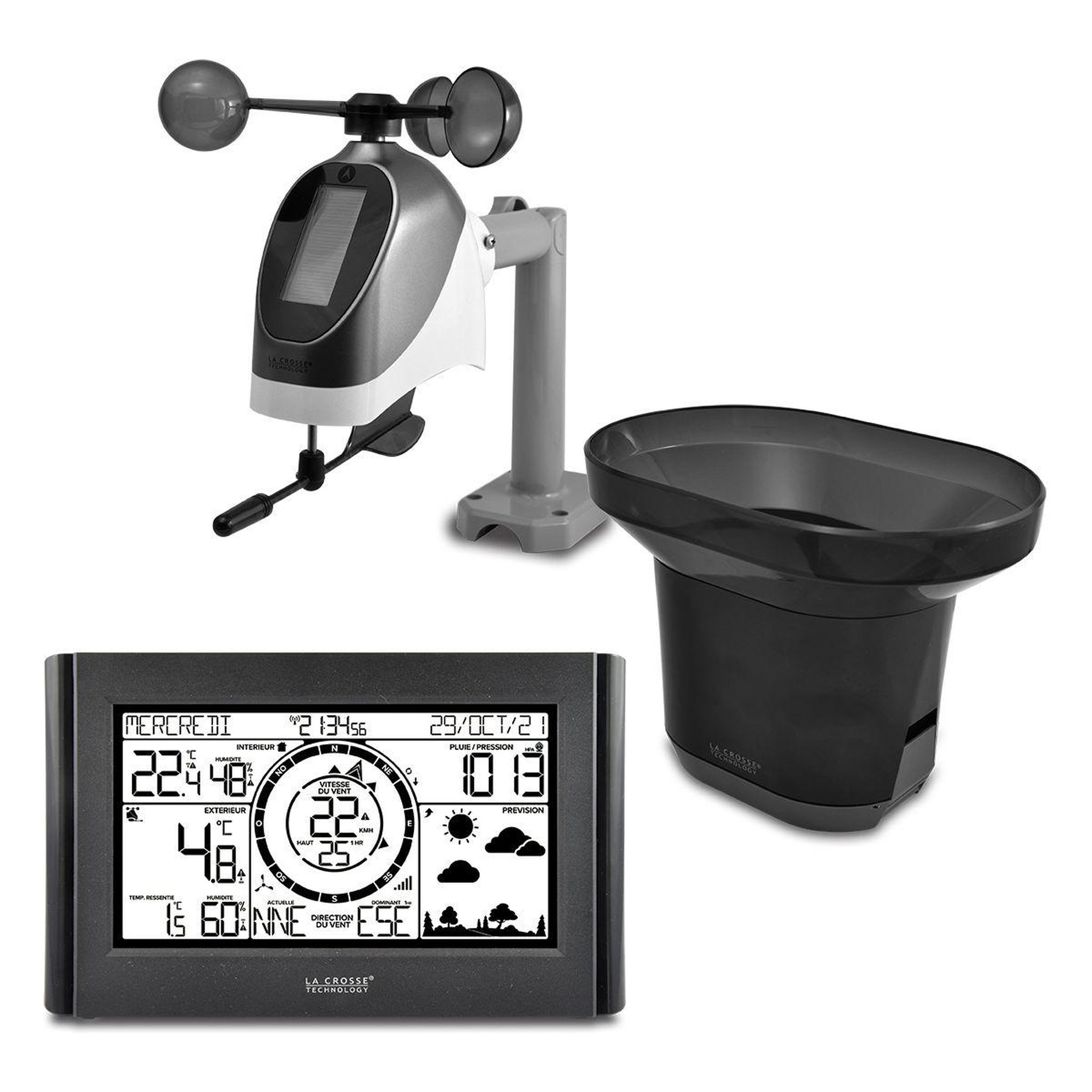 Voir la diapositive 5 : La crosse technology Station météo WS1652 Pro Noir