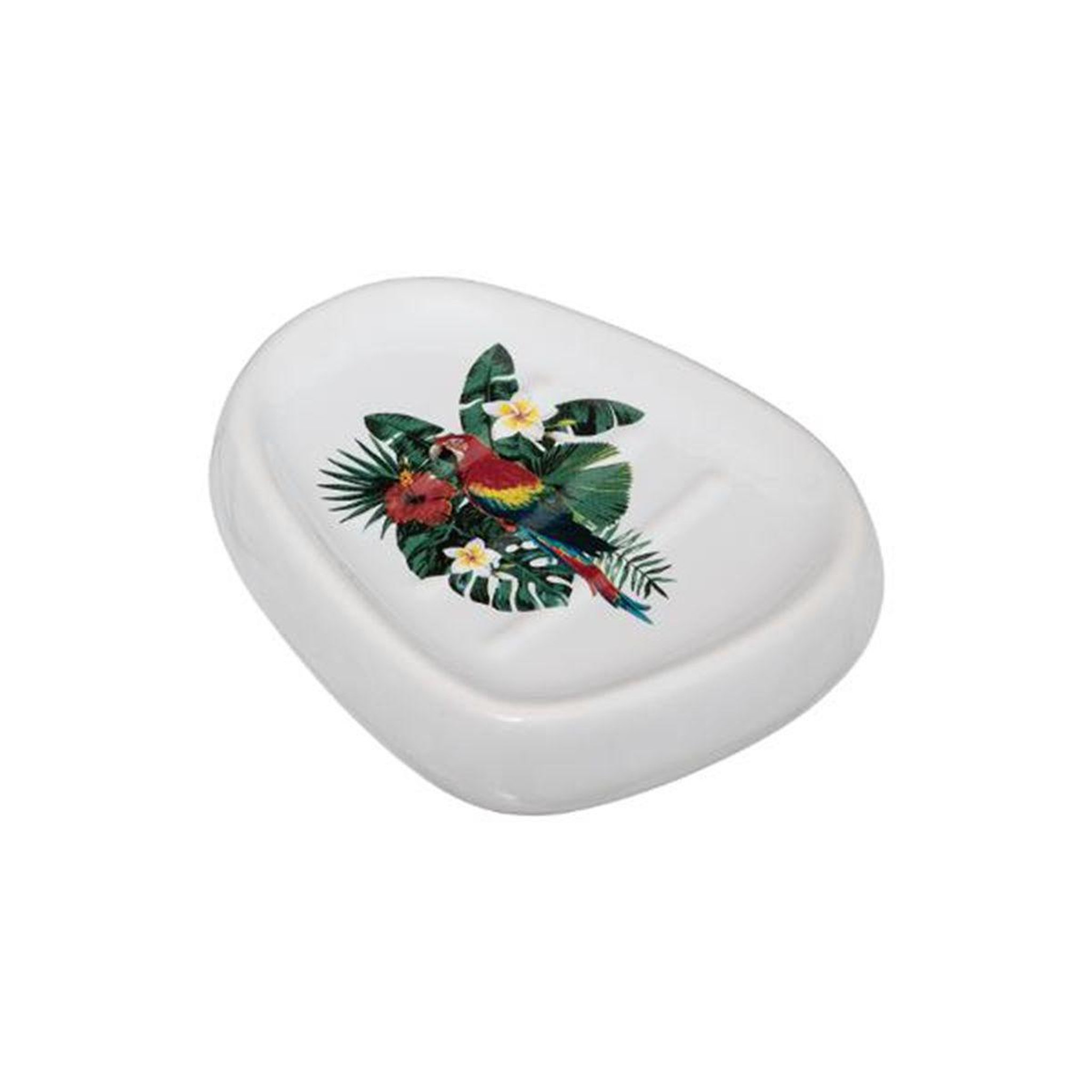 FIVE Porte savon en céramique  tropical  12cm blanc