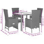 Voir la diapositive 6 : VIDAXL Ensemble a manger de jardin avec coussins 5pcs Beige poly rotin