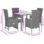 Voir la diapositive 6 : VIDAXL Ensemble a manger de jardin avec coussins 5pcs Beige poly rotin