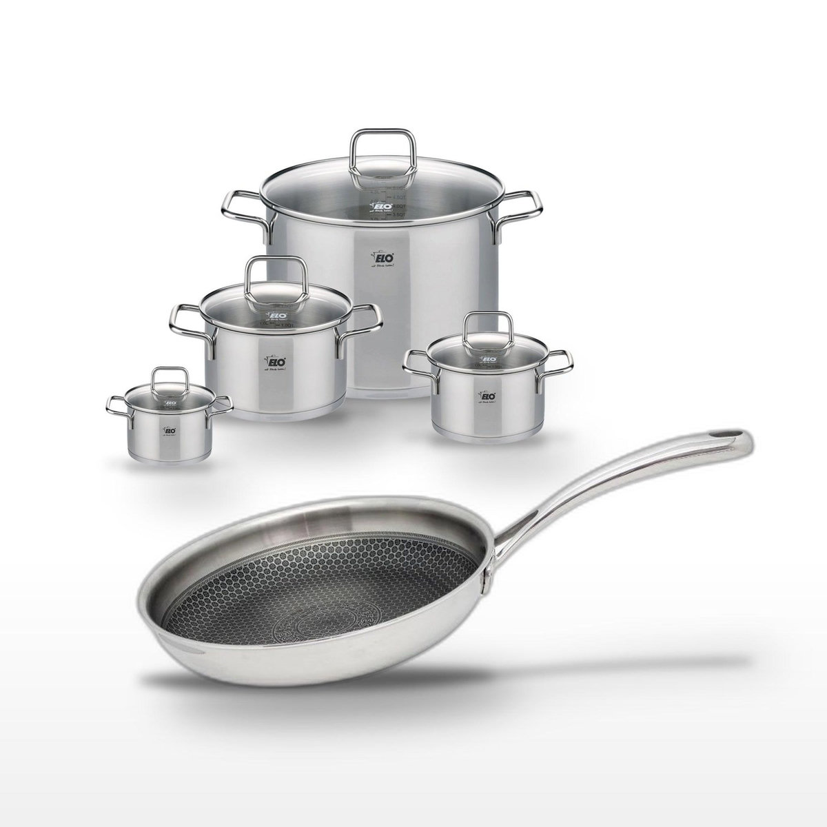 ELO Lot de 4 Faitouts Elo Relief Evolution et Poêle 24 cm