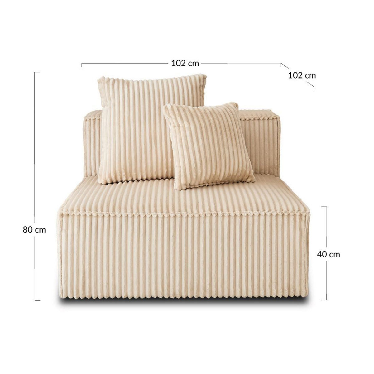 LISA DESIGN Colombine - module d'assise - en velours côtelé grosses côtes