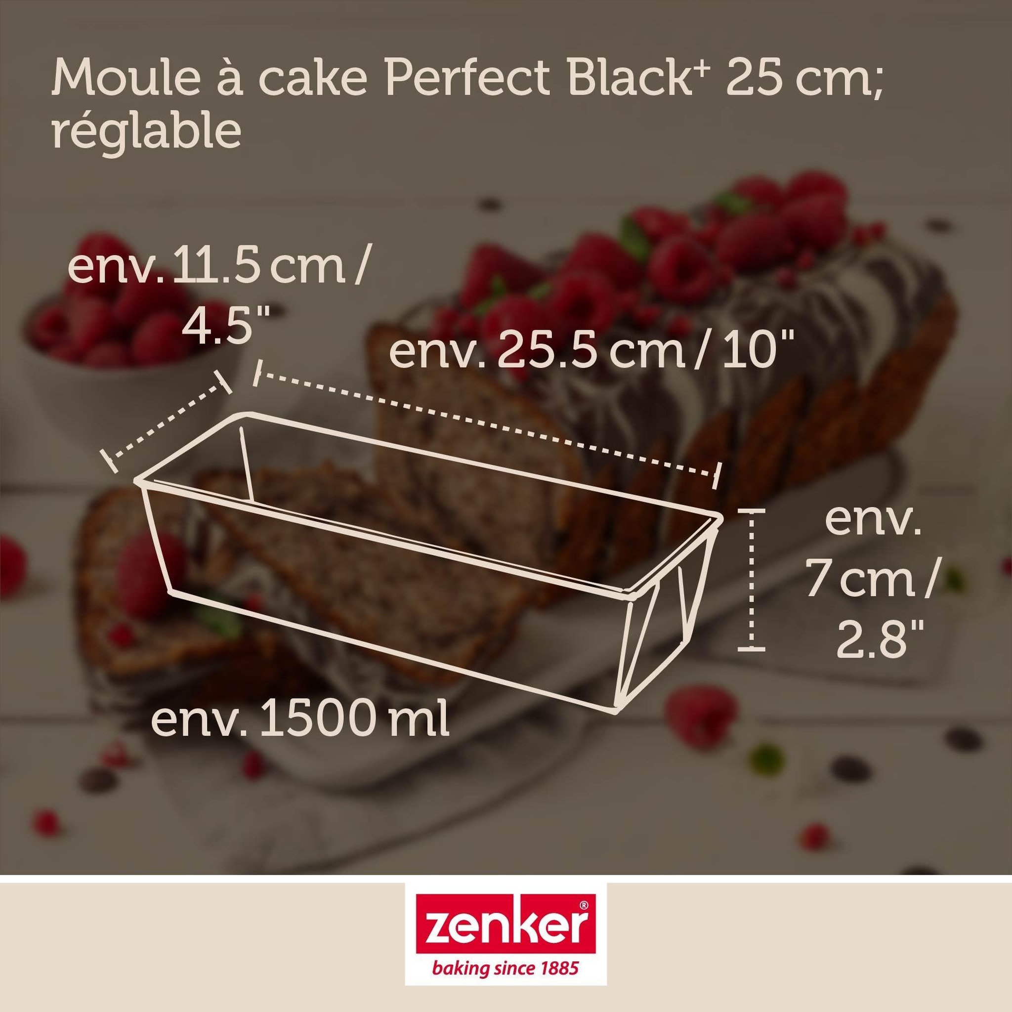 Voir la diapositive 3 : ZENKER Moule à cake 25 x 11,5 x 7 cm zenker perfectback+