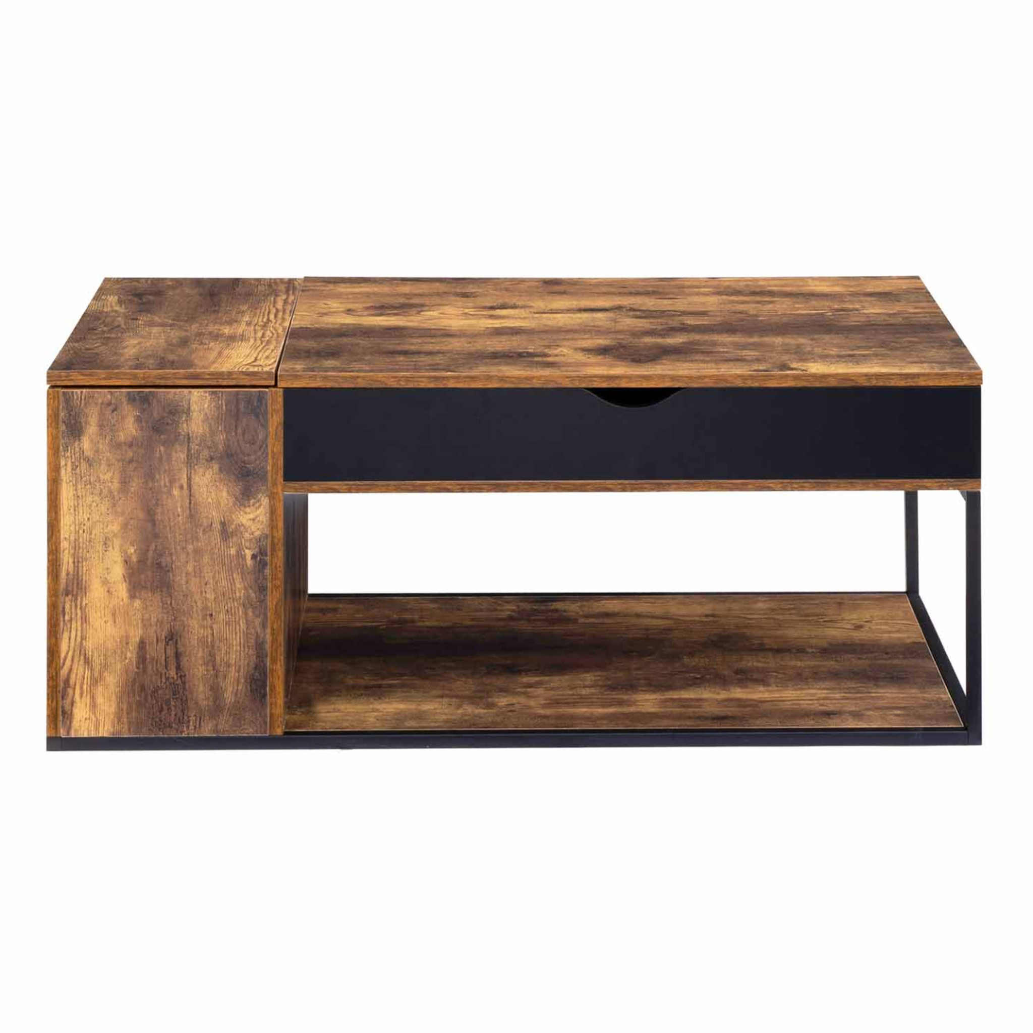 Voir la diapositive 3 : ID MARKET Table basse plateau relevable rectangulaire chicago avec coffre design industriel