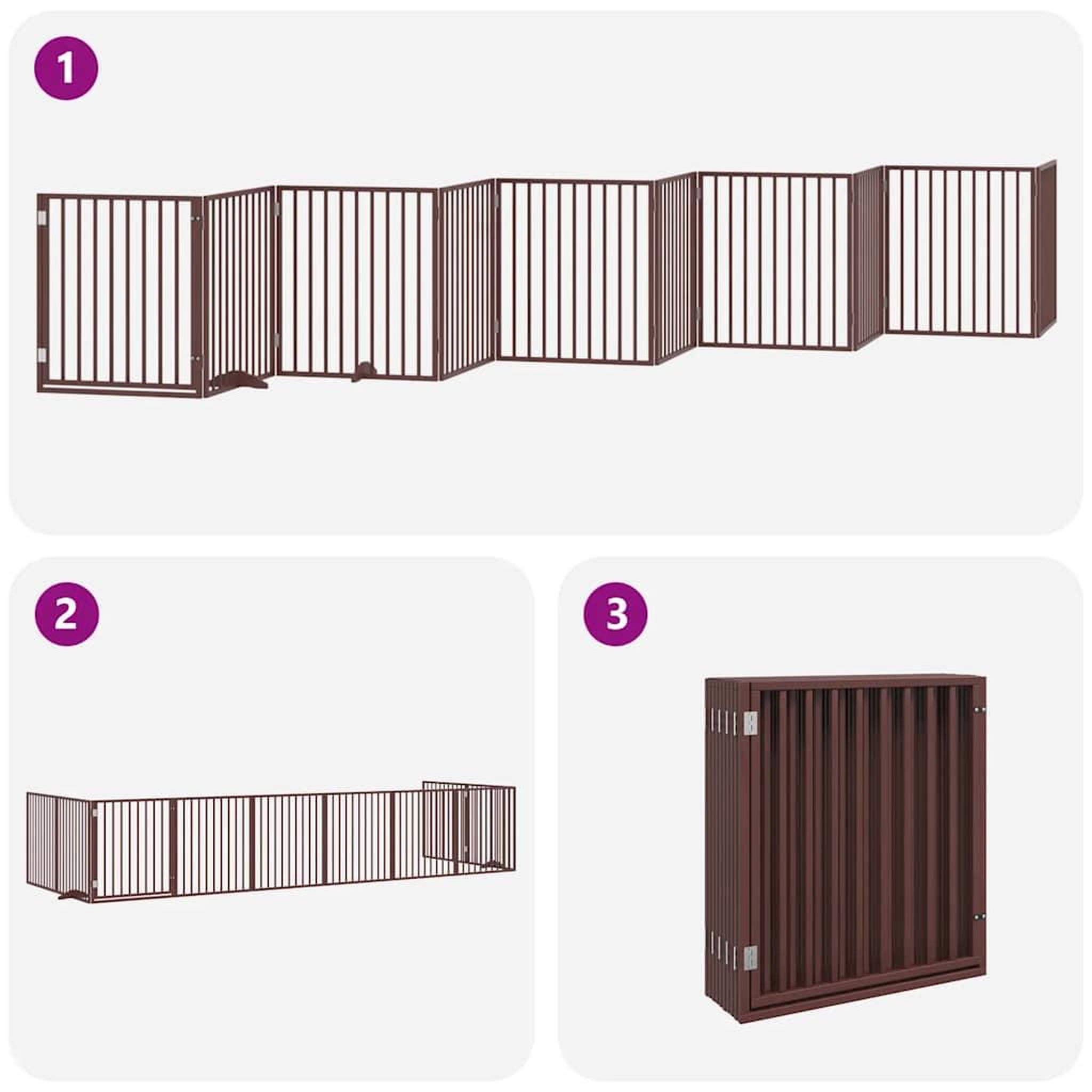 Voir la diapositive 5 : VIDAXL Barriere pour chien porte pliable 10 panneaux bois de peuplier