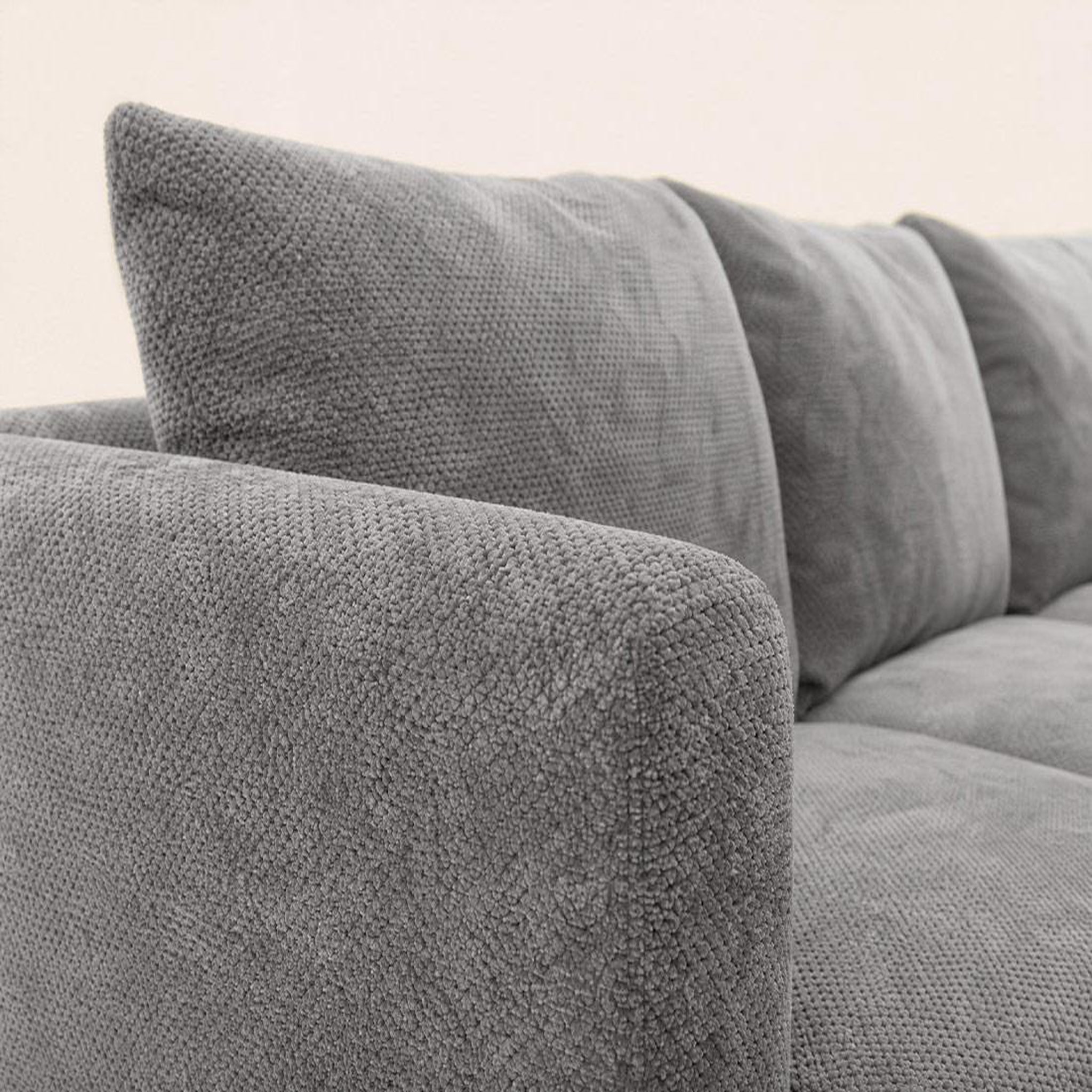 Voir la diapositive 4 : BEST MOBILIER Gabin - canapé d'angle droit 5 places en velours texturé