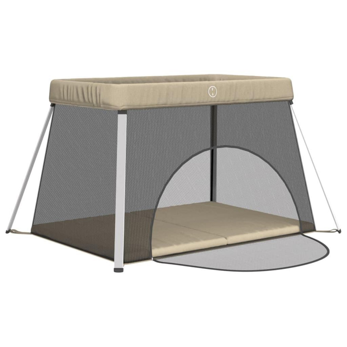 VIDAXL Parc pour bebe avec matelas Taupe Tissu de lin