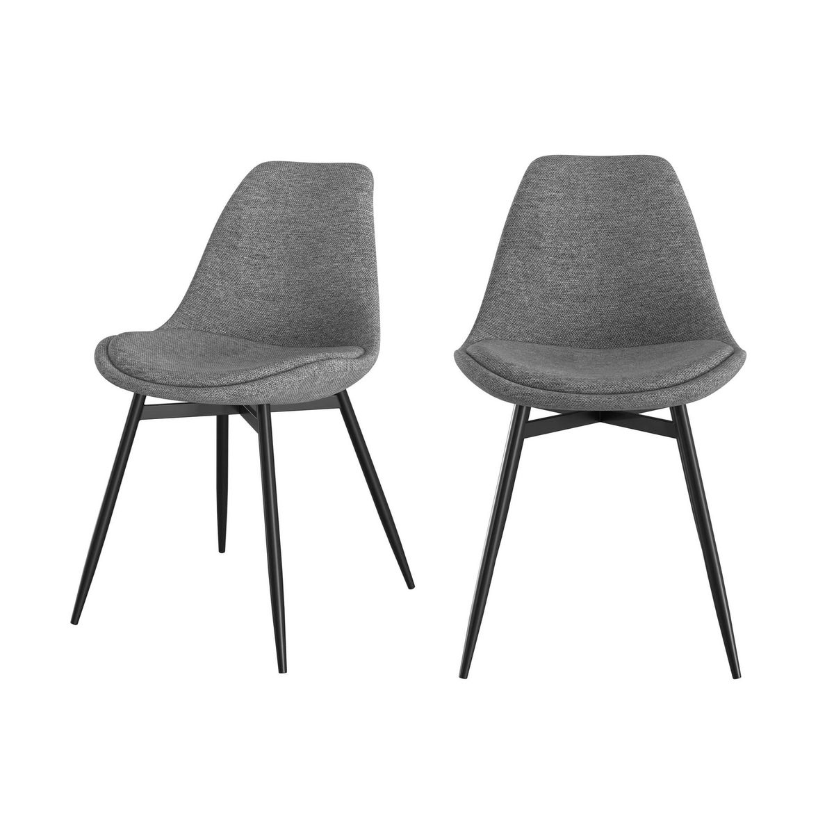 Rendez vous déco Lot de 2 chaises en tissu gris foncé chiné et pieds en métal - Filipi