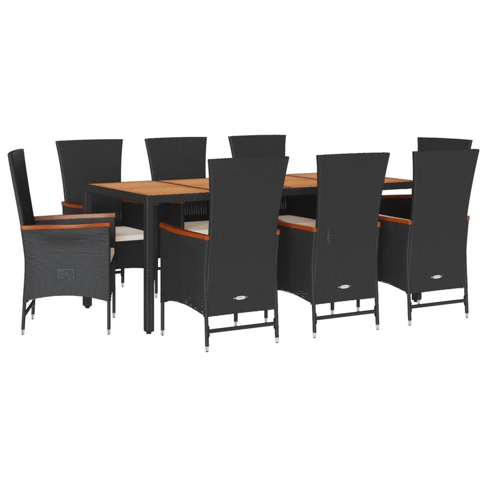 Voir la diapositive 2 : VIDAXL Ensemble a manger de jardin 9pcs coussins noir resine tressee