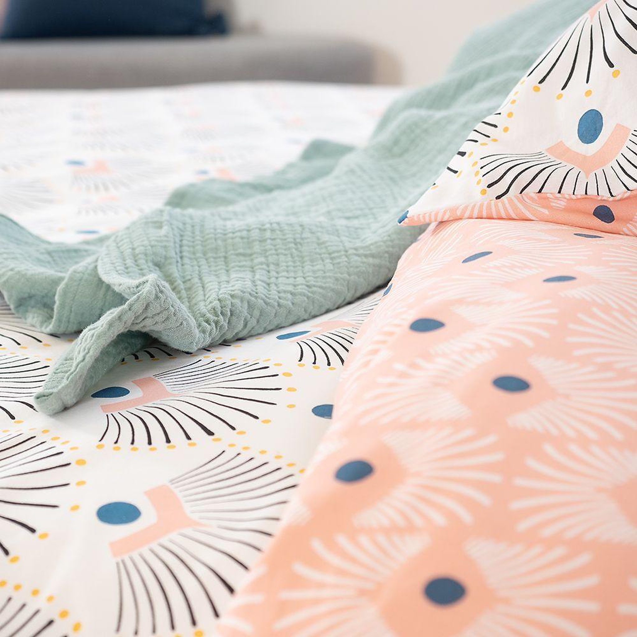 Voir la diapositive 4 : Home collection Parure housse de couette 100% coton bio 57fils mille