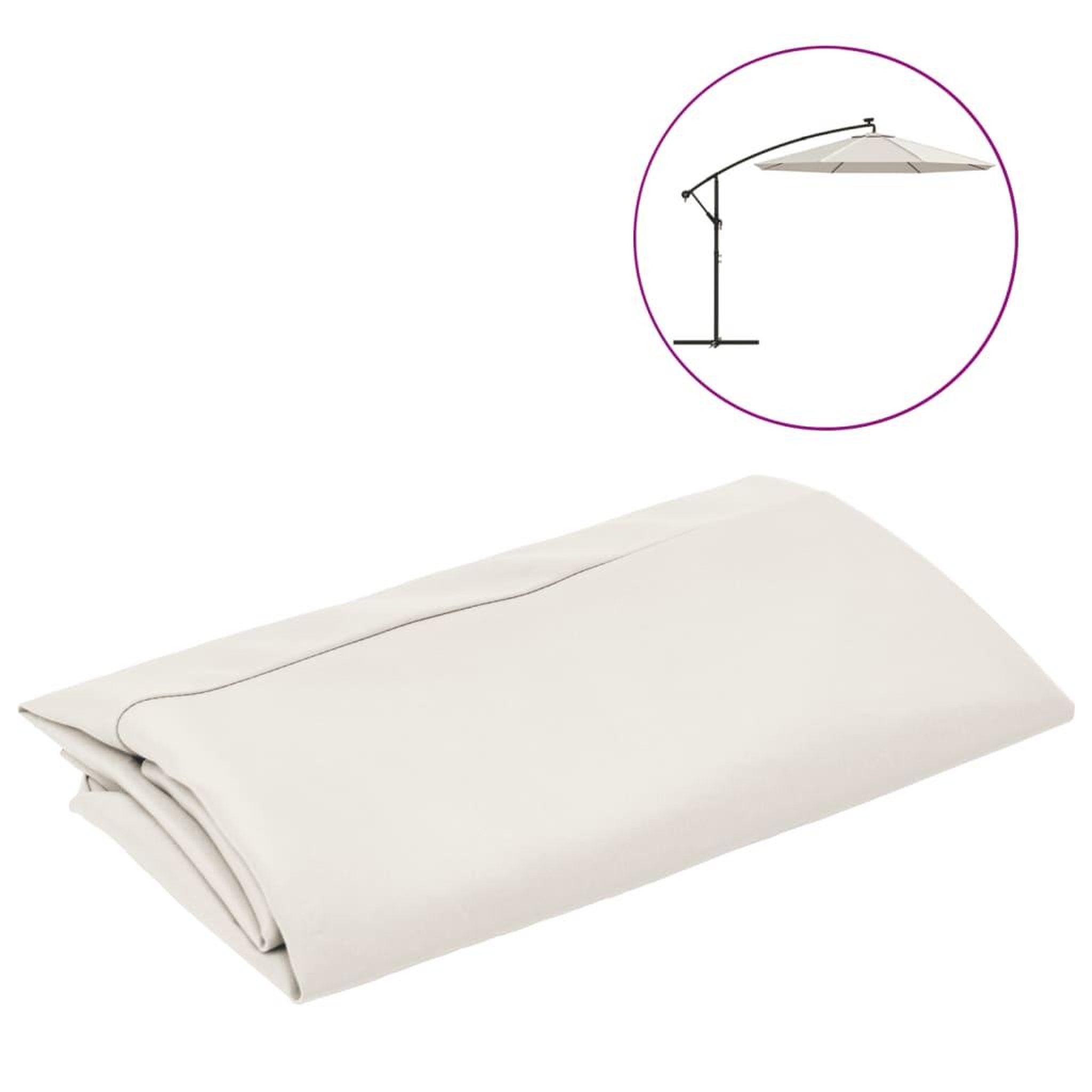 Voir la diapositive 2 : VIDAXL Tissu de remplacement pour parasol deporte blanc sable 300 cm