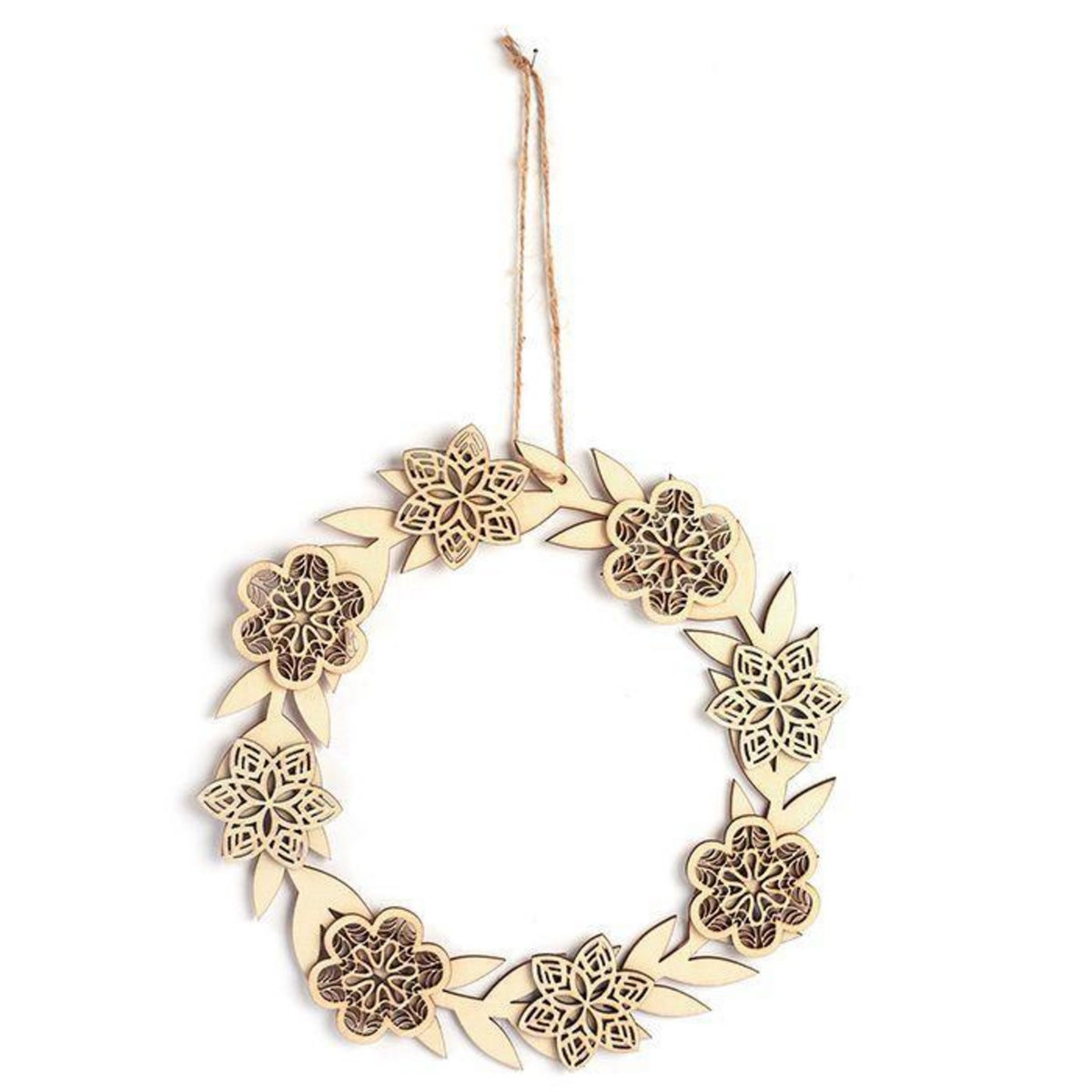 Graine créative Décor à suspendre en bois 22 x 22 cm - couronne de Fleurs