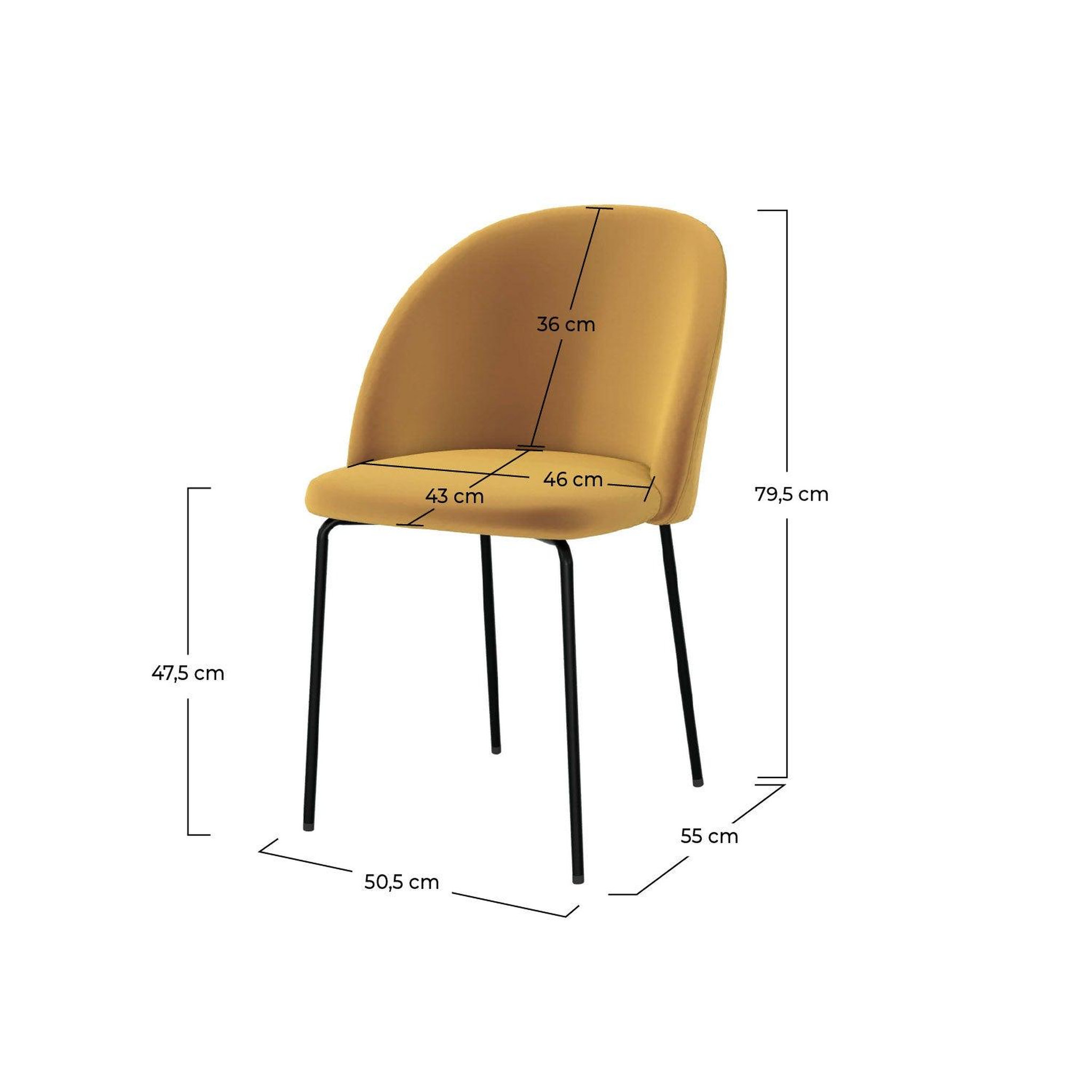 Voir la diapositive 4 : MAISON PAVANE Lot de 2 chaises en velours jaune moutarde-karl